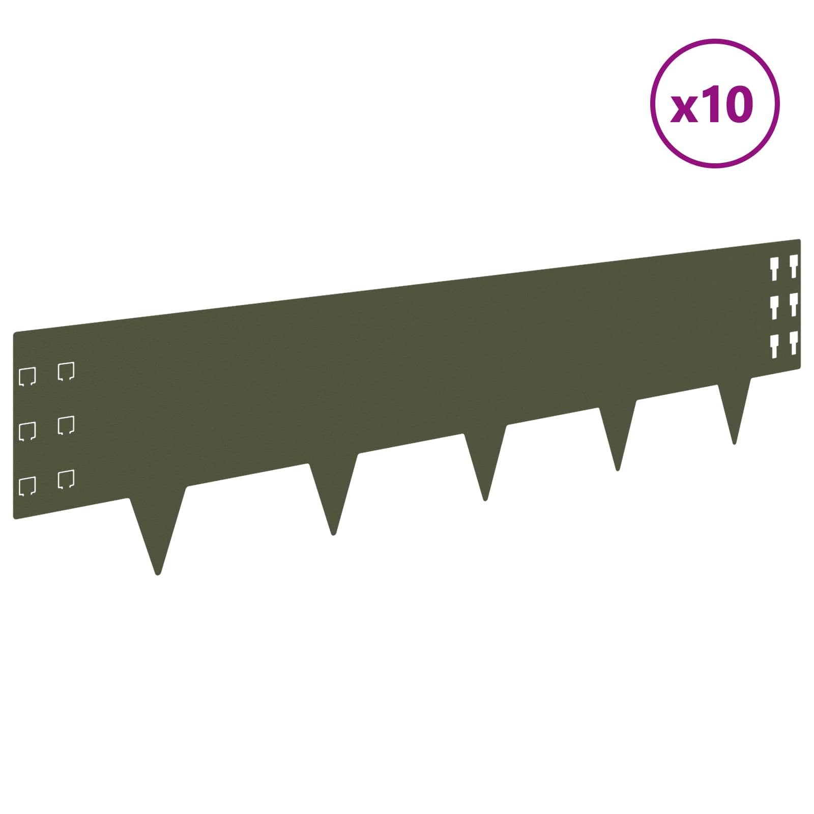 Περίγραμμα γκαζόν 10 pcs 100 x 25 cm Ατσάλι Λαδί