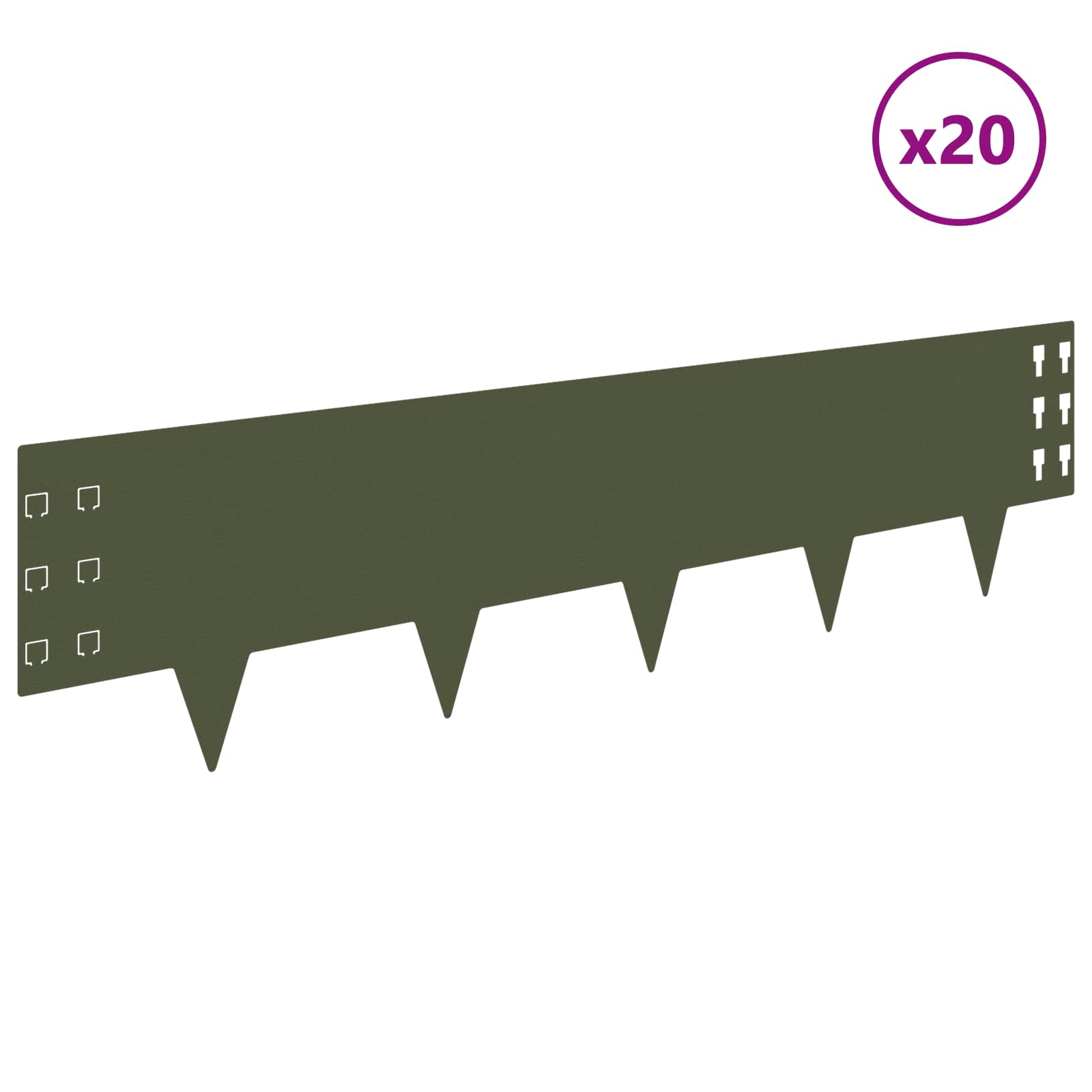 Περίγραμμα γκαζόν 20 pcs 100 x 25 cm Ατσάλι Λαδί