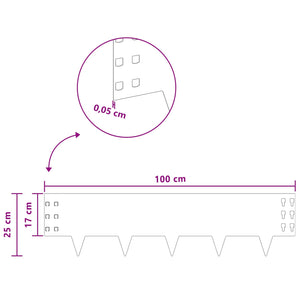 Περίγραμμα γκαζόν 10 pcs 100 x 25 cm Ατσάλι Ασημί - Pakobazaar