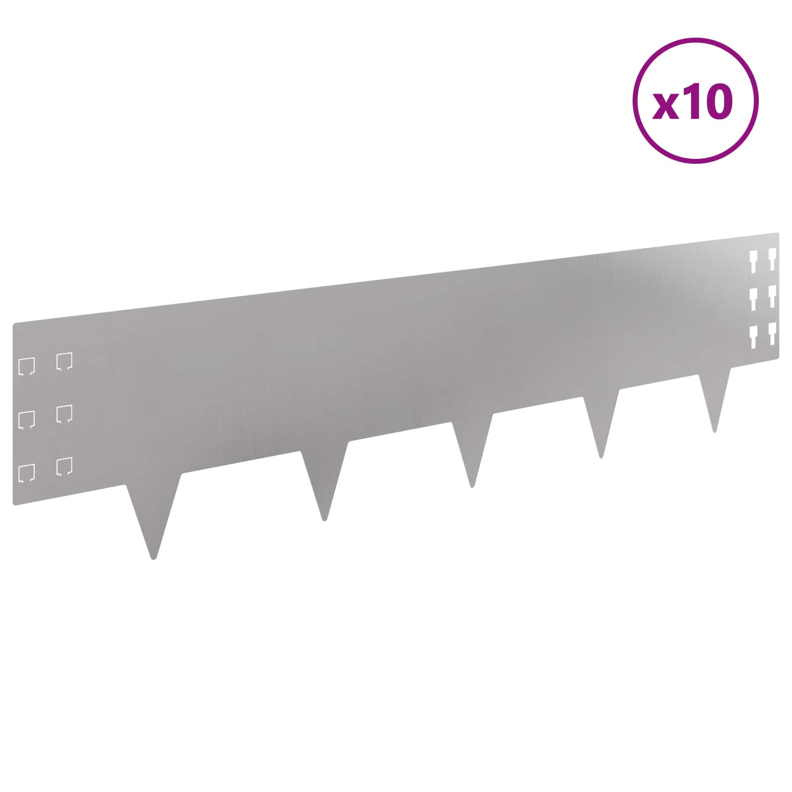 Περίγραμμα γκαζόν 10 pcs 100 x 25 cm Ατσάλι Ασημί