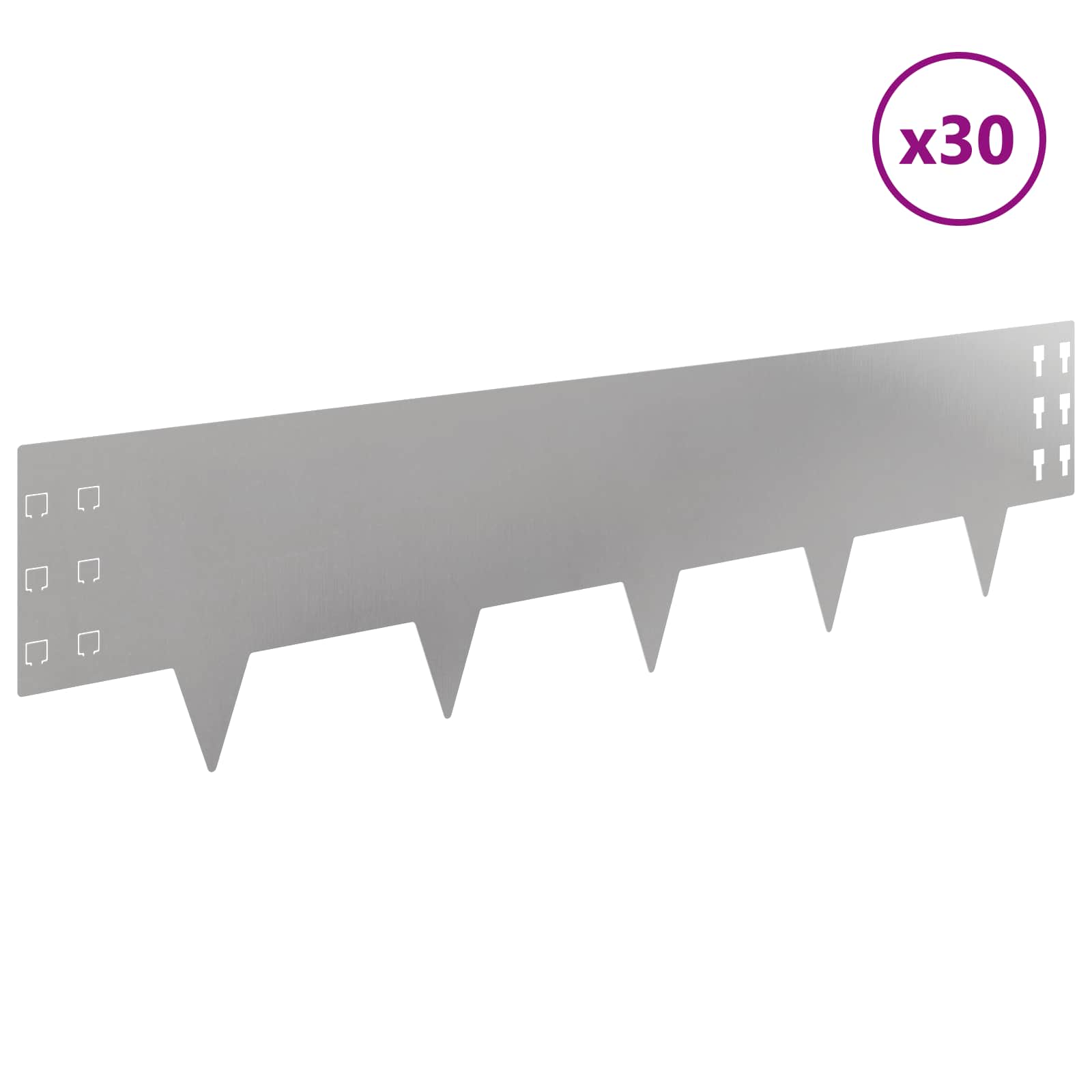 Περίγραμμα γκαζόν 30 pcs 100 x 25 cm Ατσάλι Ασημί