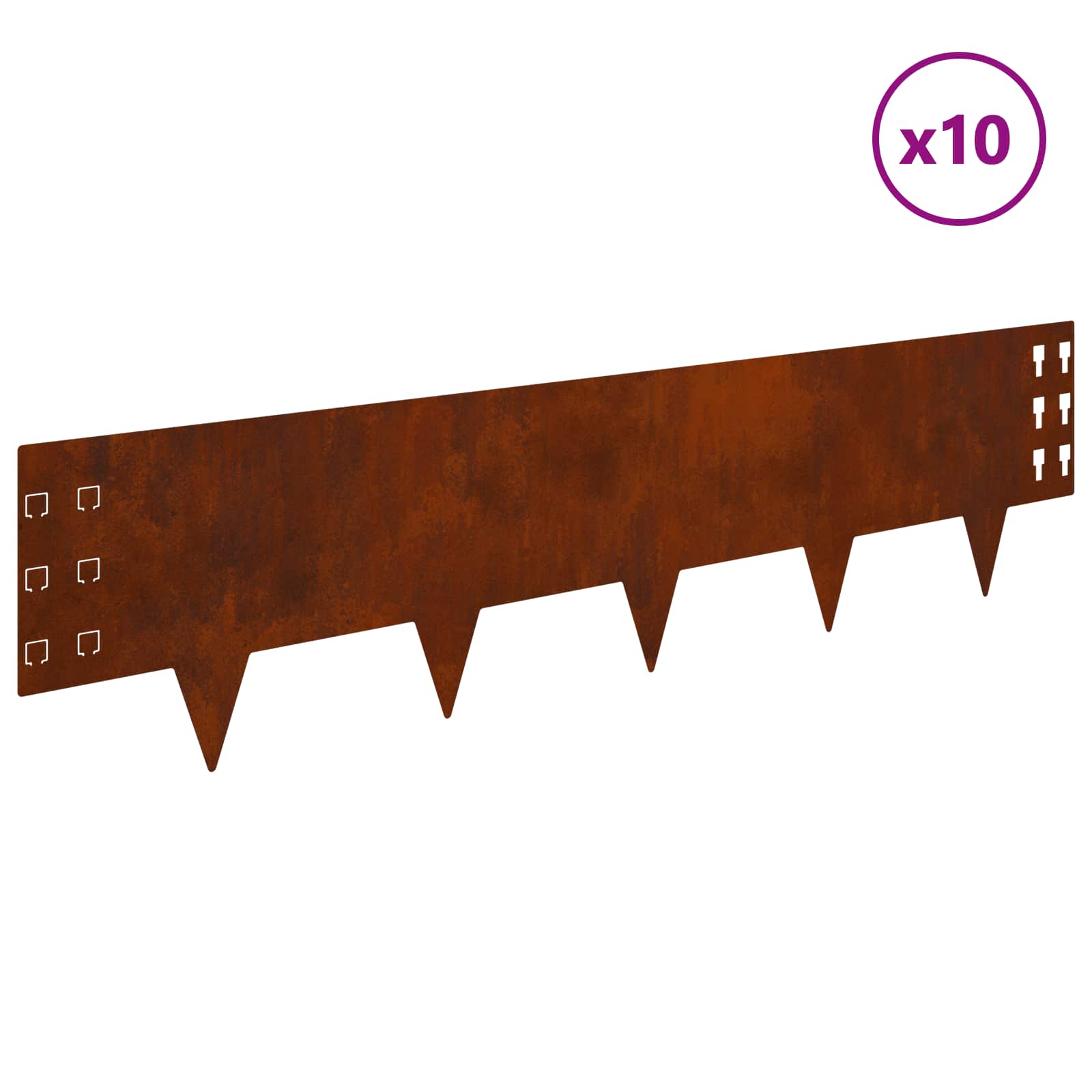 Περίγραμμα γκαζόν 10 pcs 100 x 25 cm Ατσάλι Σκ rusty - Pakobazaar