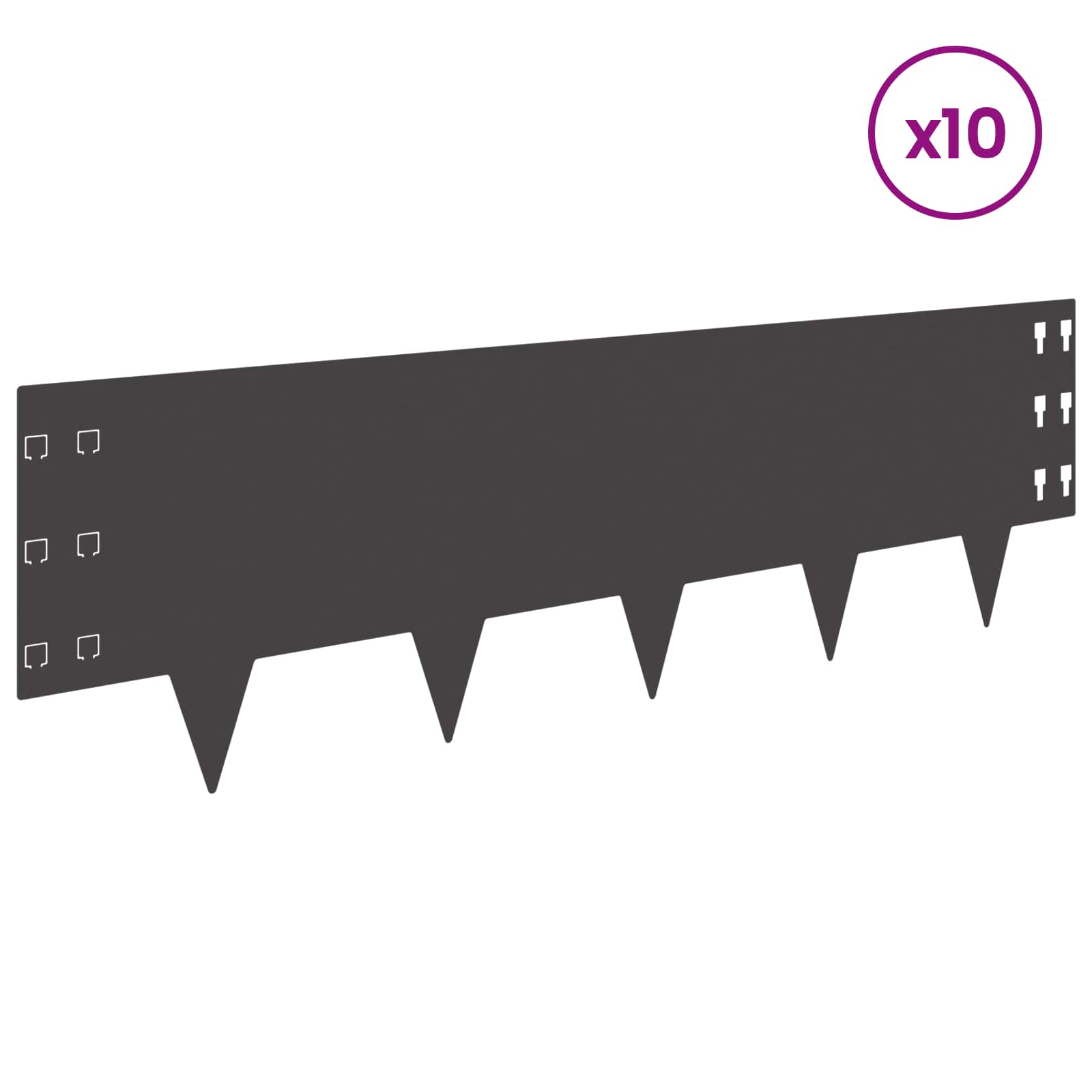 Περίγραμμα γκαζόν 10 pcs 100 x 30 cm Ατσάλι Μαύρο