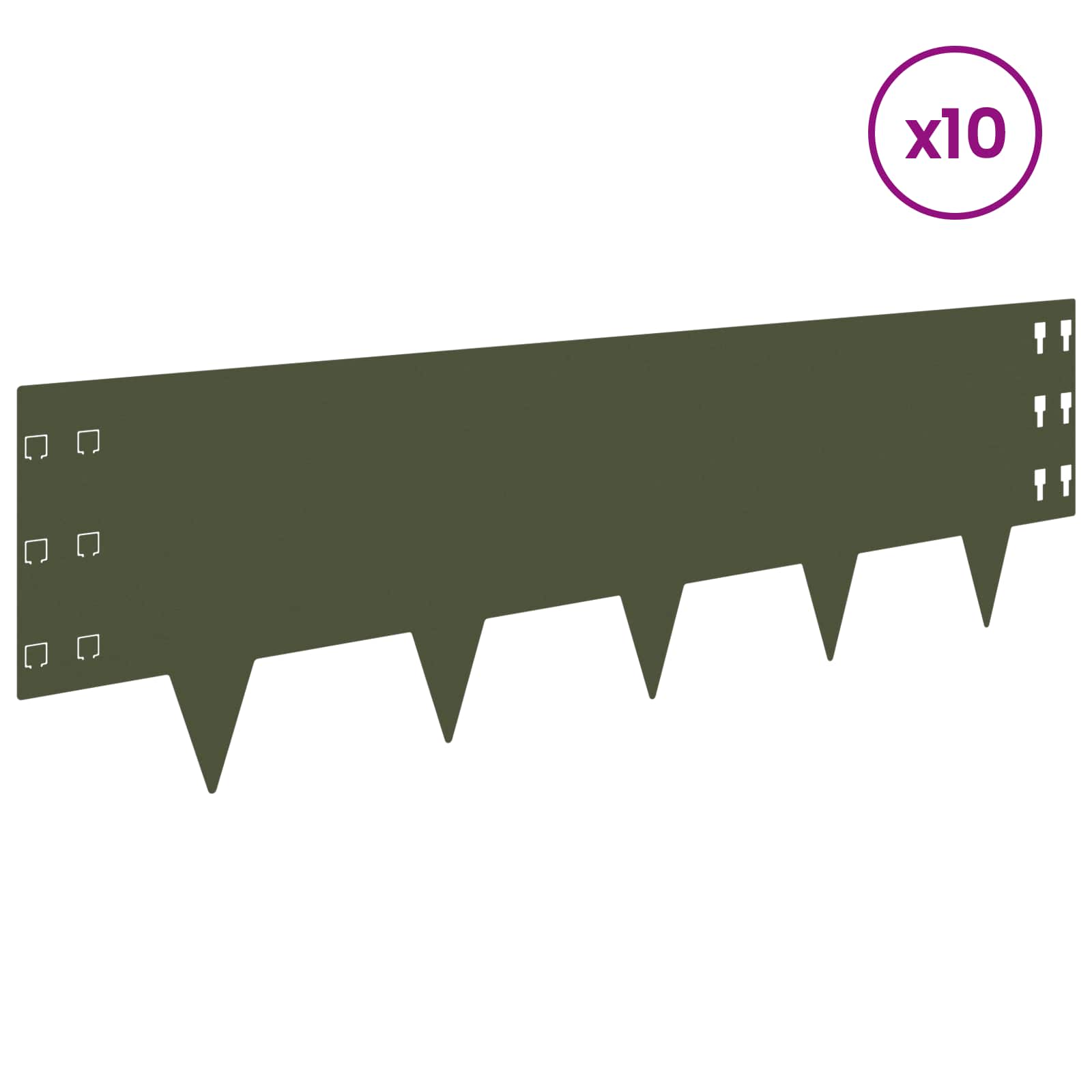 Περίγραμμα γκαζόν 10 pcs 100 x 30 cm Ατσάλι Λαδί