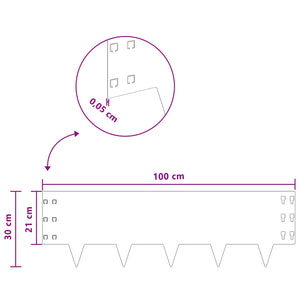 Περίγραμμα γκαζόν 30 pcs 100 x 30 cm Ατσάλι Ασημί - Pakobazaar