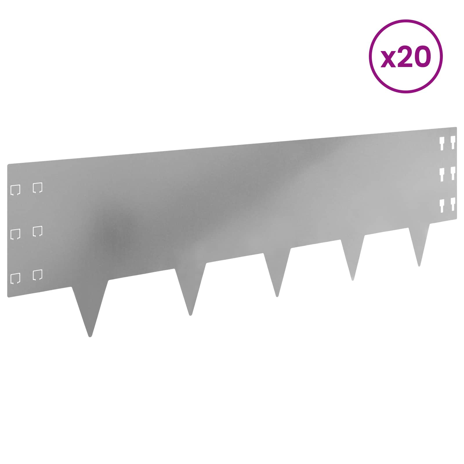 Περίγραμμα γκαζόν 20 pcs 100 x 30 cm Ατσάλι Ασημί