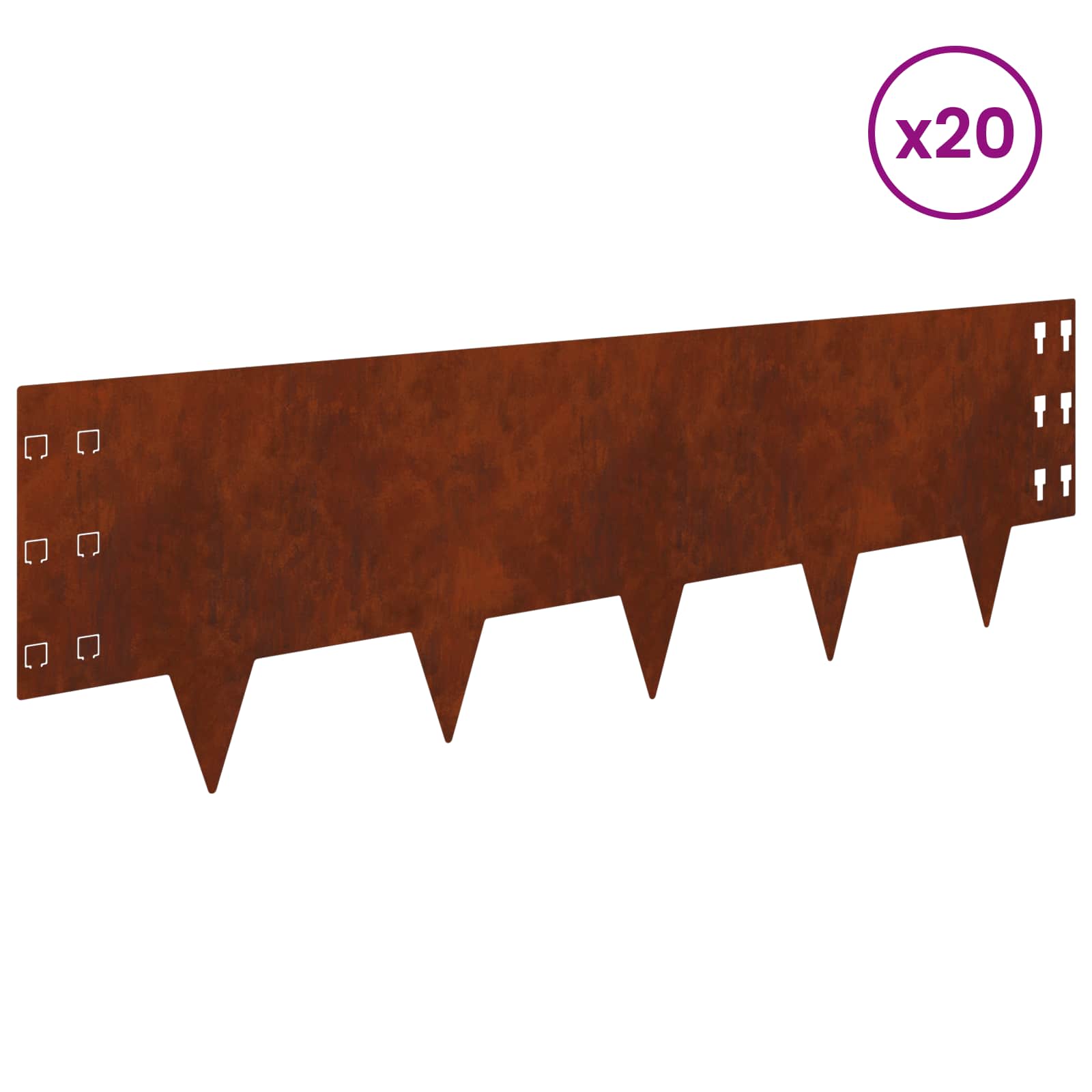 Περίγραμμα γκαζόν 20 pcs 100 x 30 cm Ατσάλι Σκ rusty