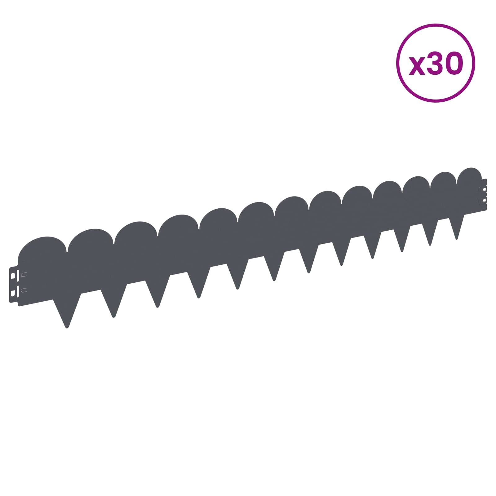 Περίγραμμα γκαζόν 30 pcs 103 x 15 εκ Ατσάλι Ανθρακί