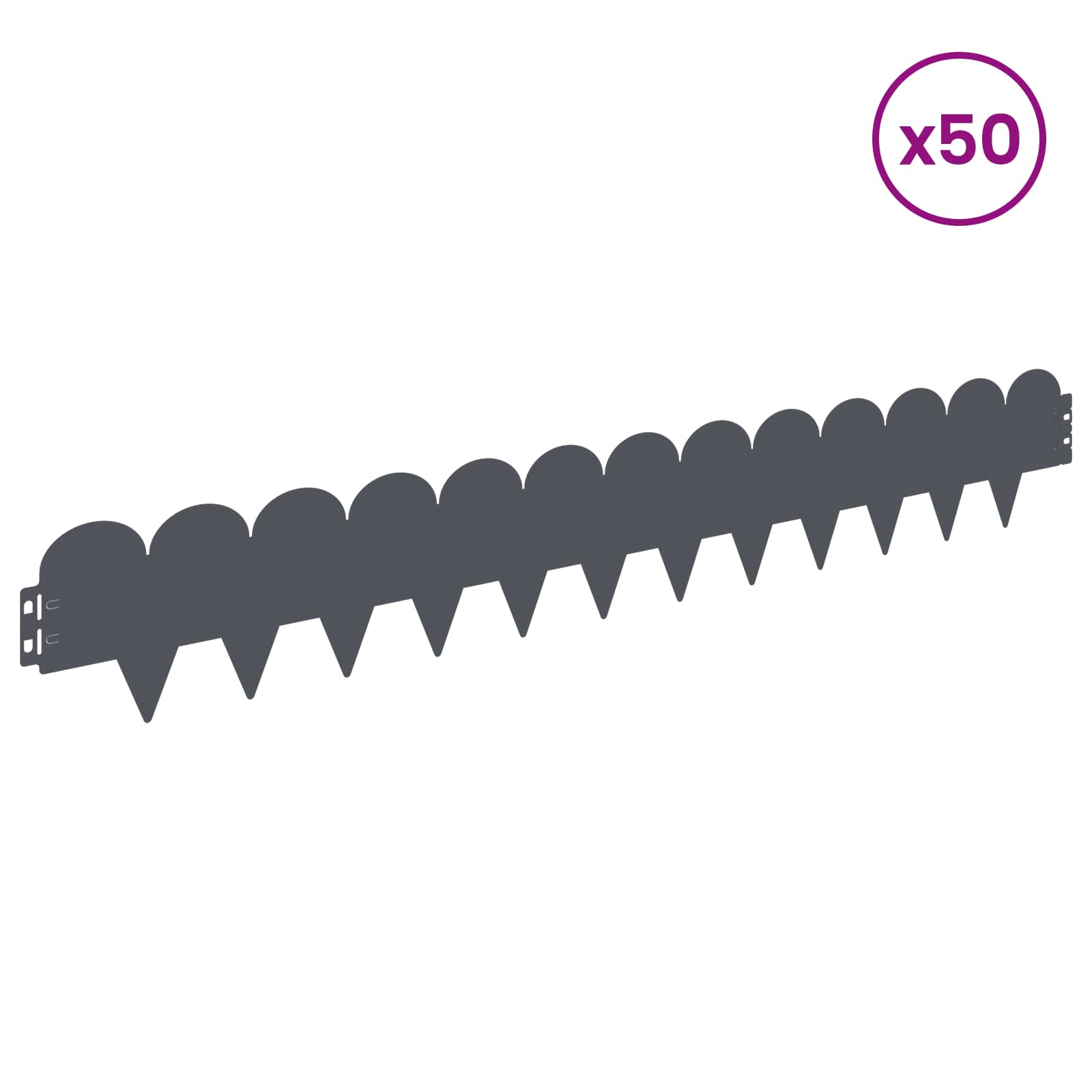 Περίγραμμα γκαζόν 50 pcs 103 x 15 εκ Ατσάλι Ανθρακί