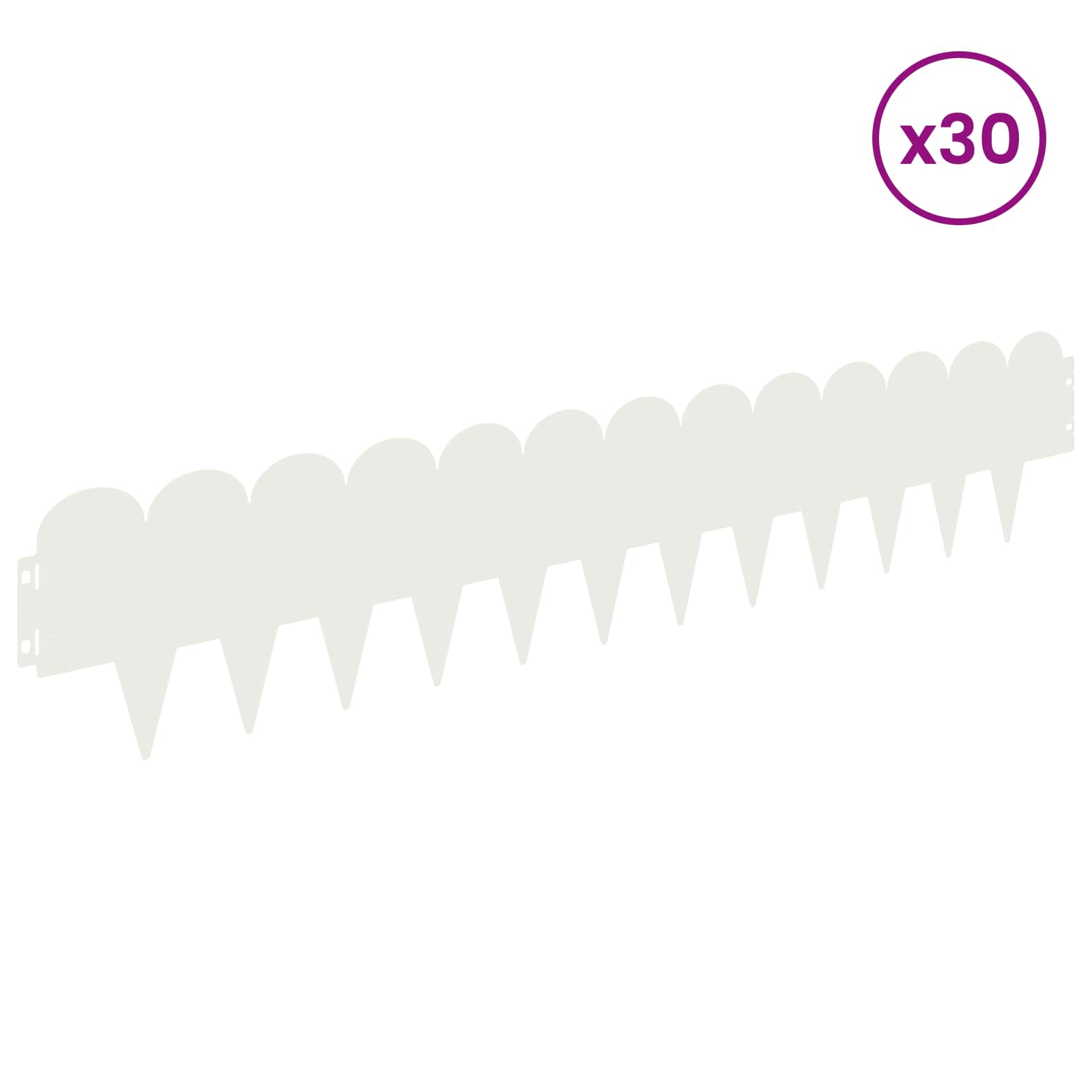 Περίγραμμα γκαζόν 30 pcs 103 x 20 εκ Ατσάλι Λευκό