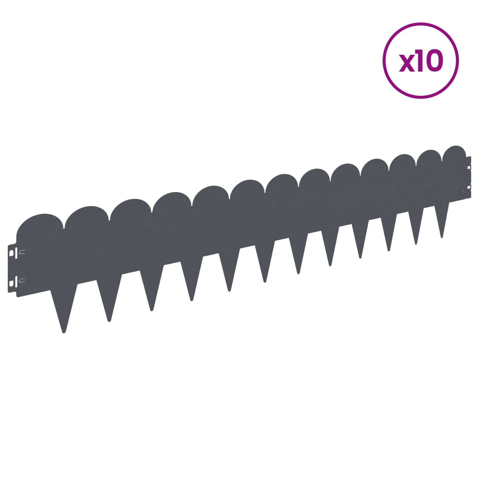 Περίγραμμα γκαζόν 10 pcs 103 x 20 εκ Ατσάλι Ανθρακί - Pakobazaar