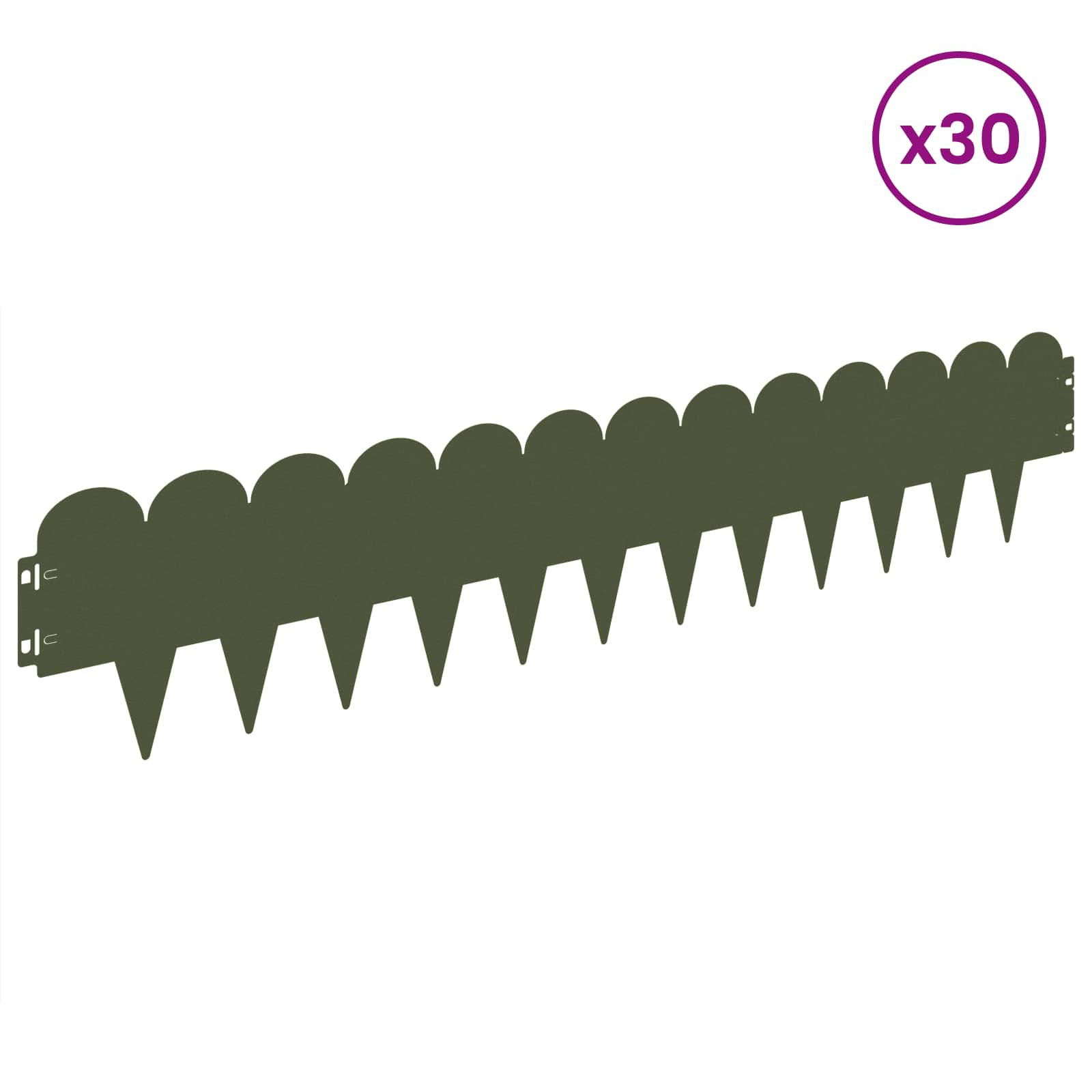 Περίγραμμα γκαζόν 30 pcs 103 x 20 εκ Ατσάλι Λαδί - Pakobazaar