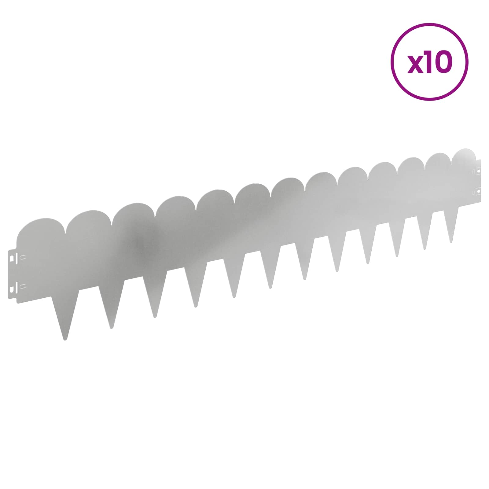 Περίγραμμα γκαζόν 10 pcs 103 x 20 εκ Ατσάλι Ασημί