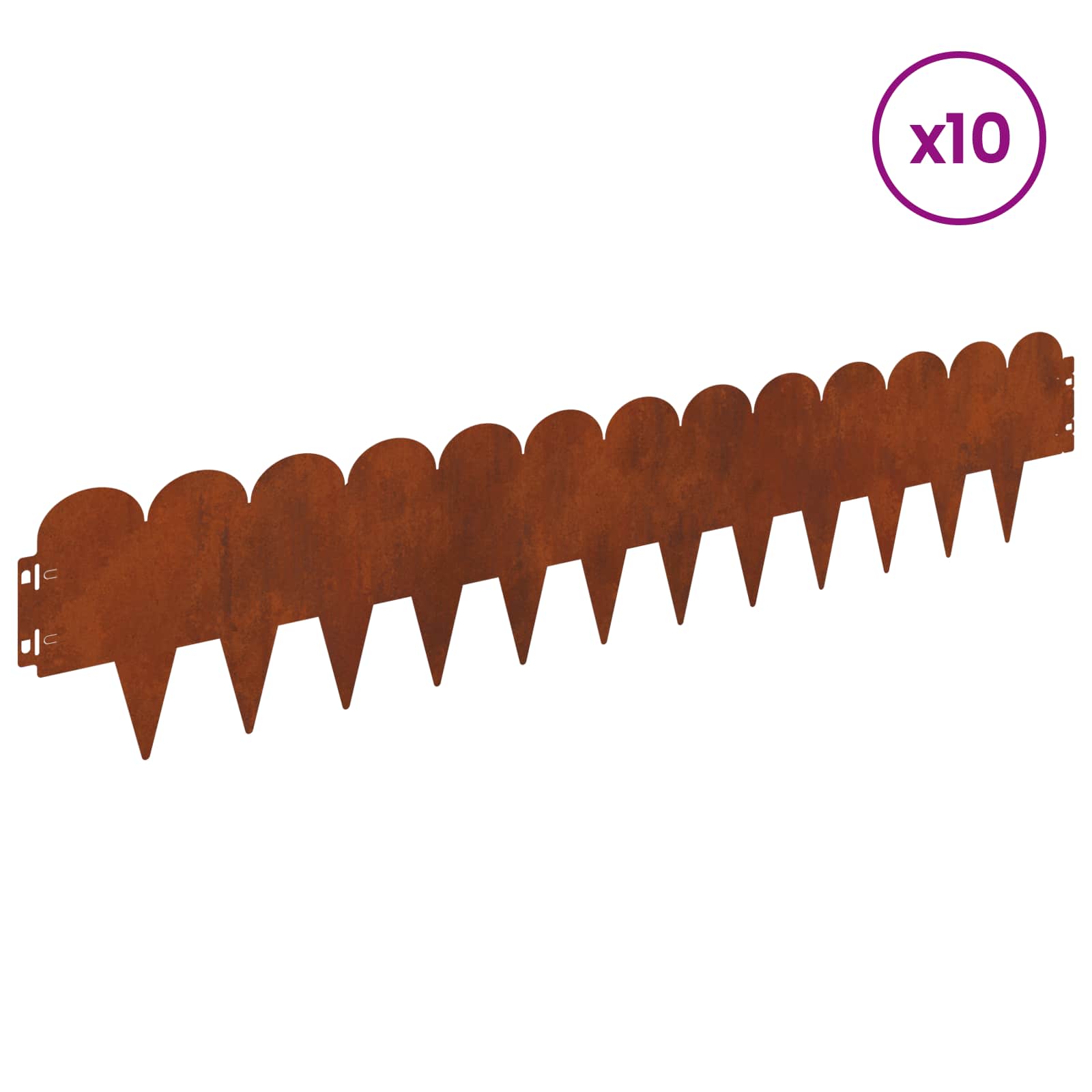 Περίγραμμα γκαζόν 10 pcs 103 x 20 εκ Ατσάλι Σκ rusty