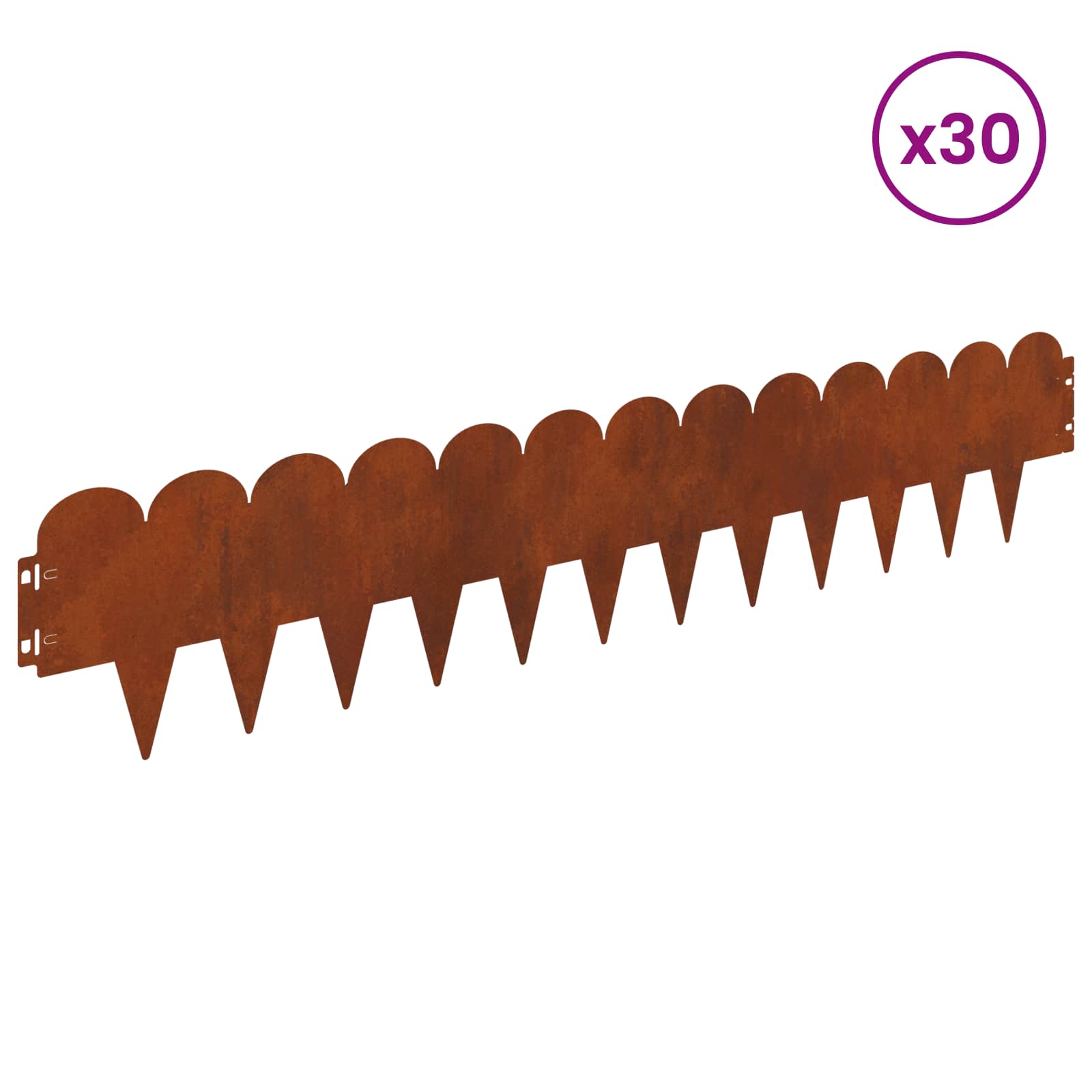 Περίγραμμα γκαζόν 30 pcs 103 x 20 εκ Ατσάλι Σκ rusty