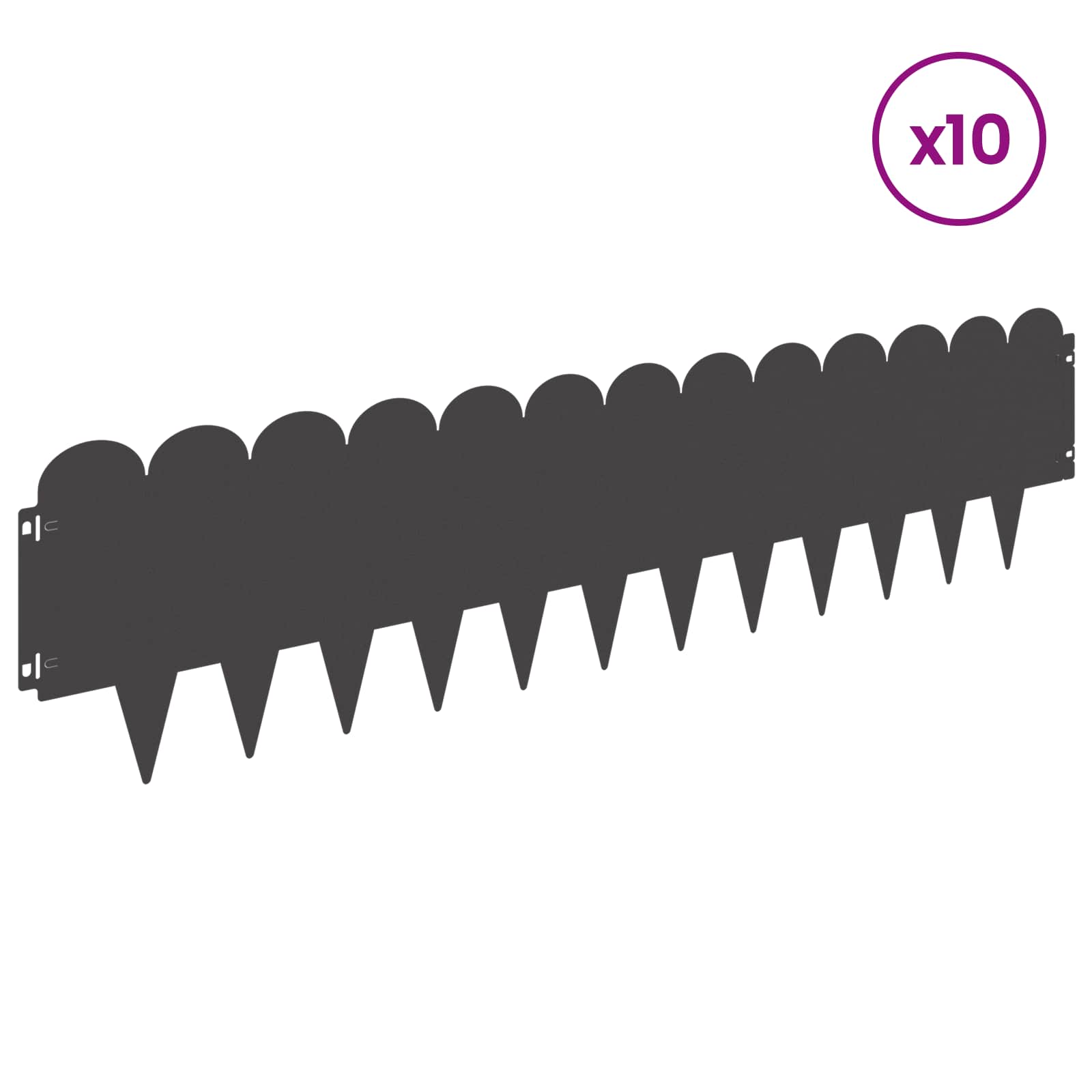 Περίγραμμα γκαζόν 10 pcs 103 x 25 εκ Ατσάλι Μαύρο