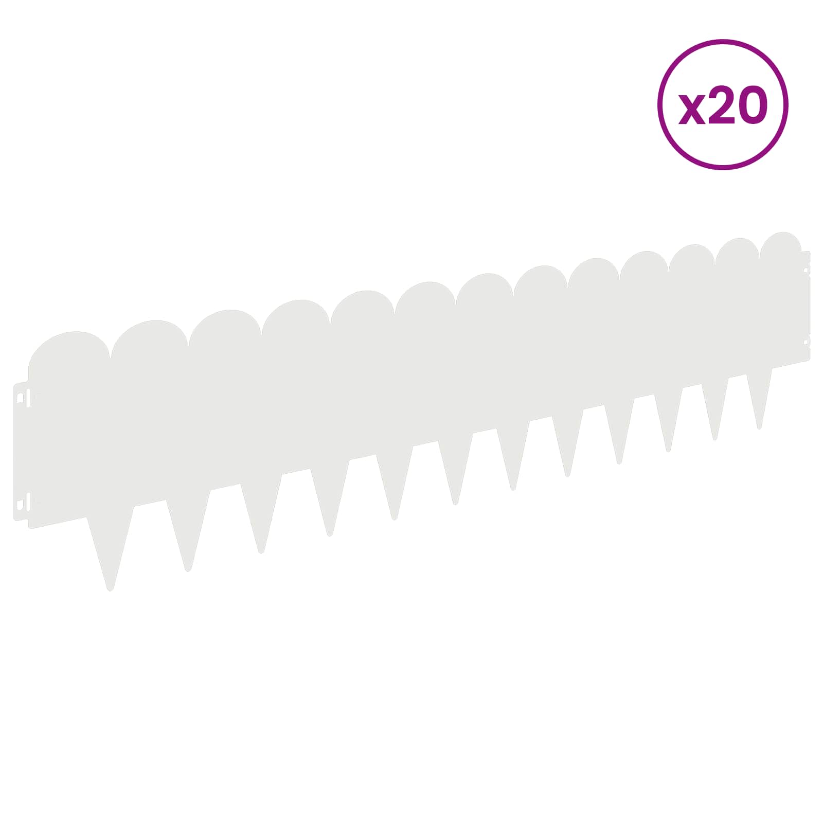 Περίγραμμα γκαζόν 20 pcs 103 x 25 εκ Ατσάλι Λευκό