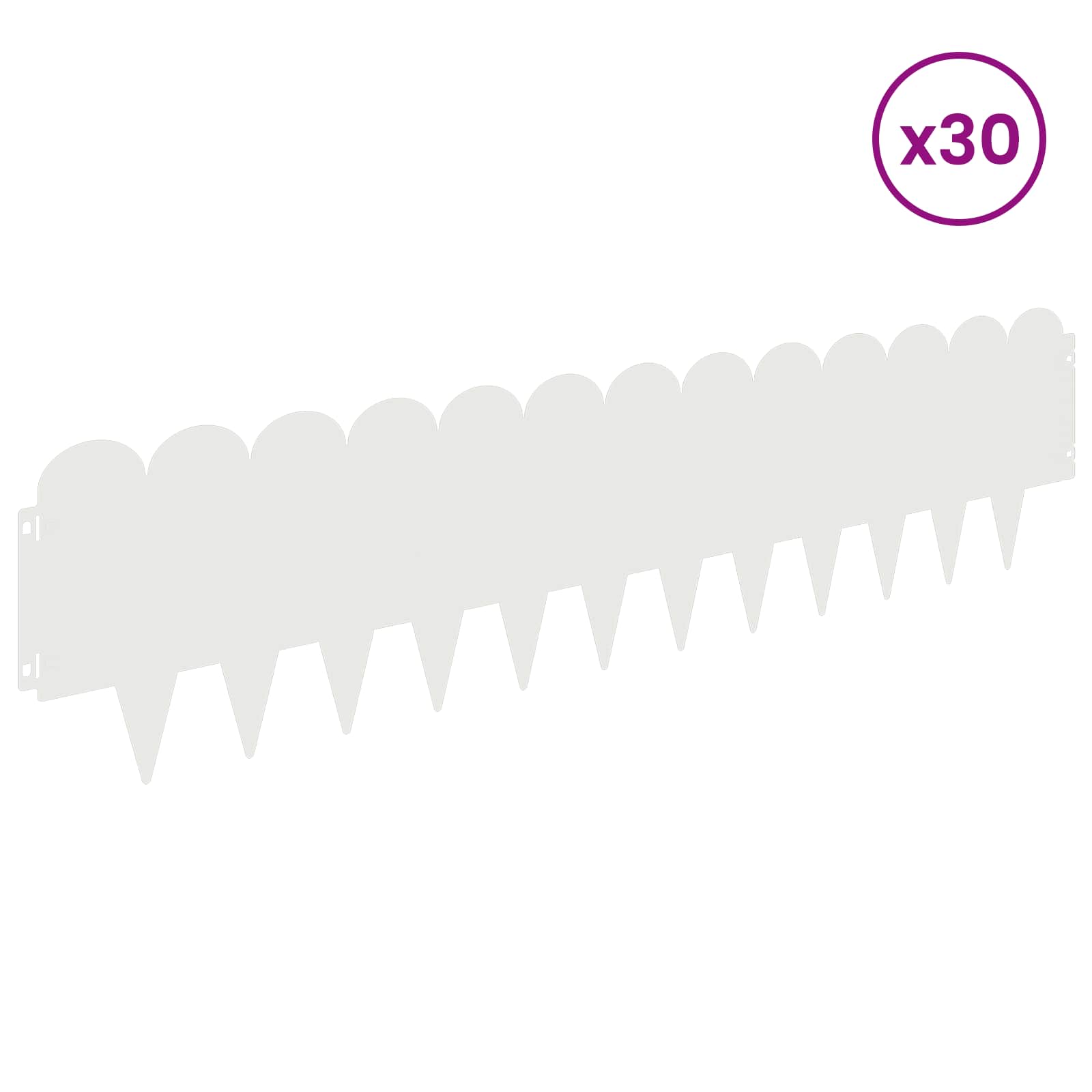 Περίγραμμα γκαζόν 30 pcs 103 x 25 εκ Ατσάλι Λευκό