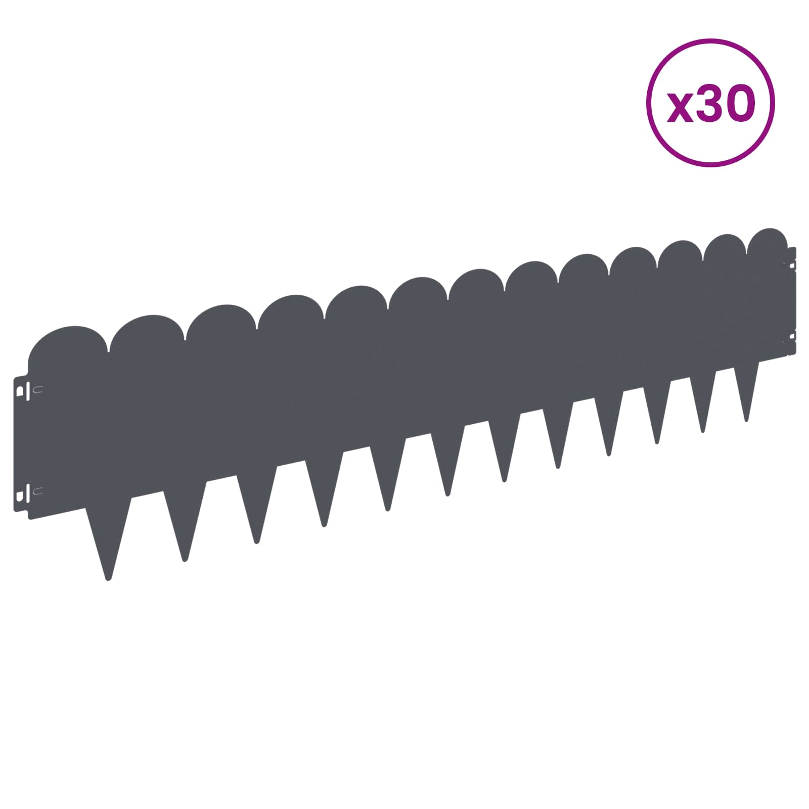 Περίγραμμα γκαζόν 30 pcs 103 x 25 εκ Ατσάλι Ανθρακί - Pakobazaar