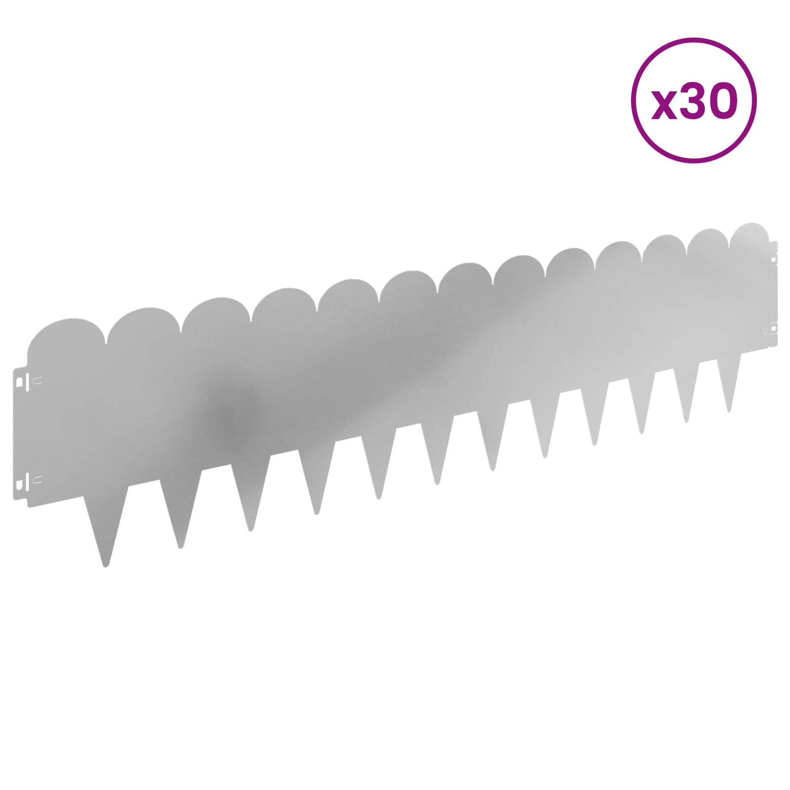 Περίγραμμα γκαζόν 30 pcs 103 x 25 εκ Ατσάλι Ασημί