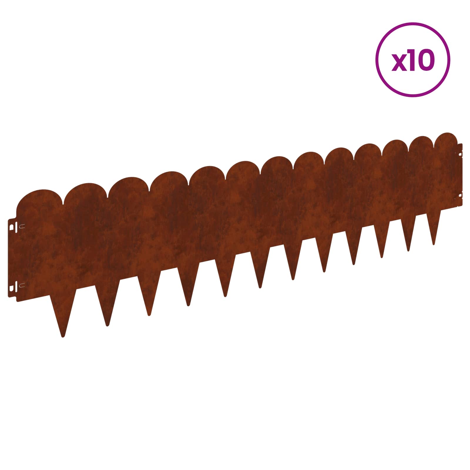 Περίγραμμα γκαζόν 10 pcs 103 x 25 εκ Ατσάλι Σκ rusty