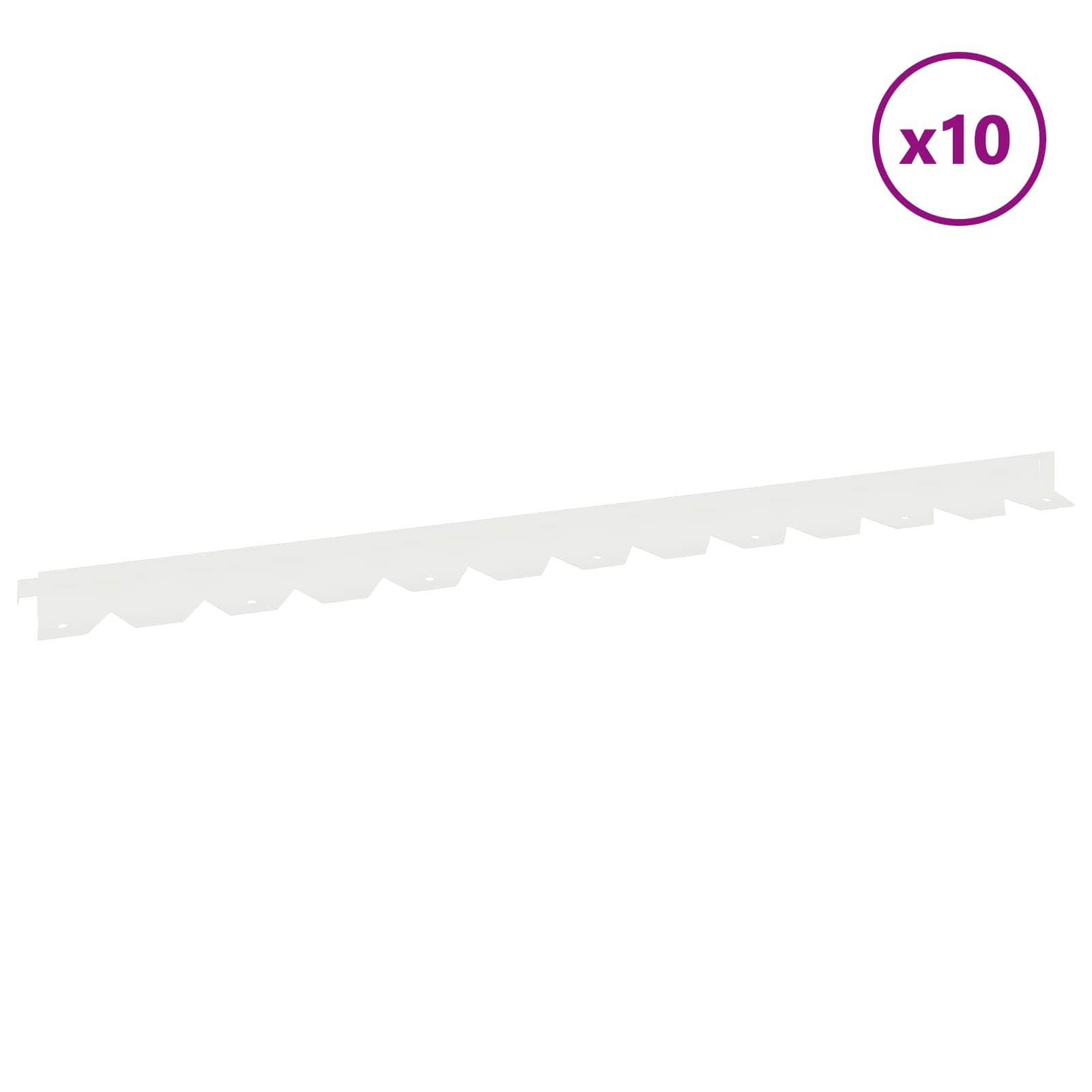 Περίγραμμα γκαζόν 10 pcs 102 x 4 x 4 εκ. Ατσάλι Λευκό