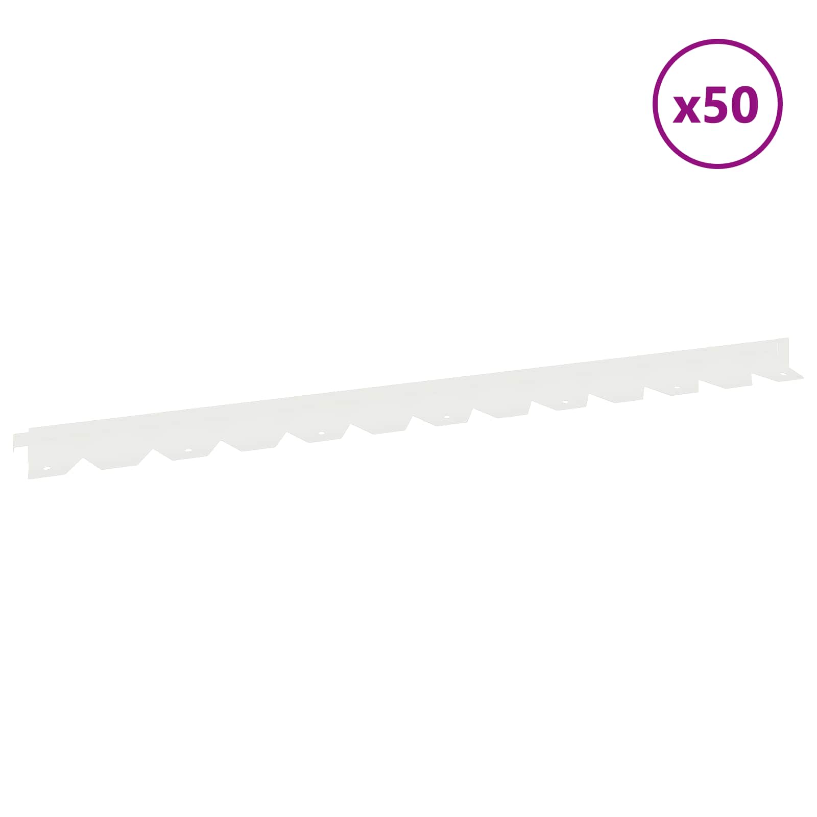 Περίγραμμα γκαζόν 50 pcs 102 x 4 x 4 εκ. Ατσάλι Λευκό