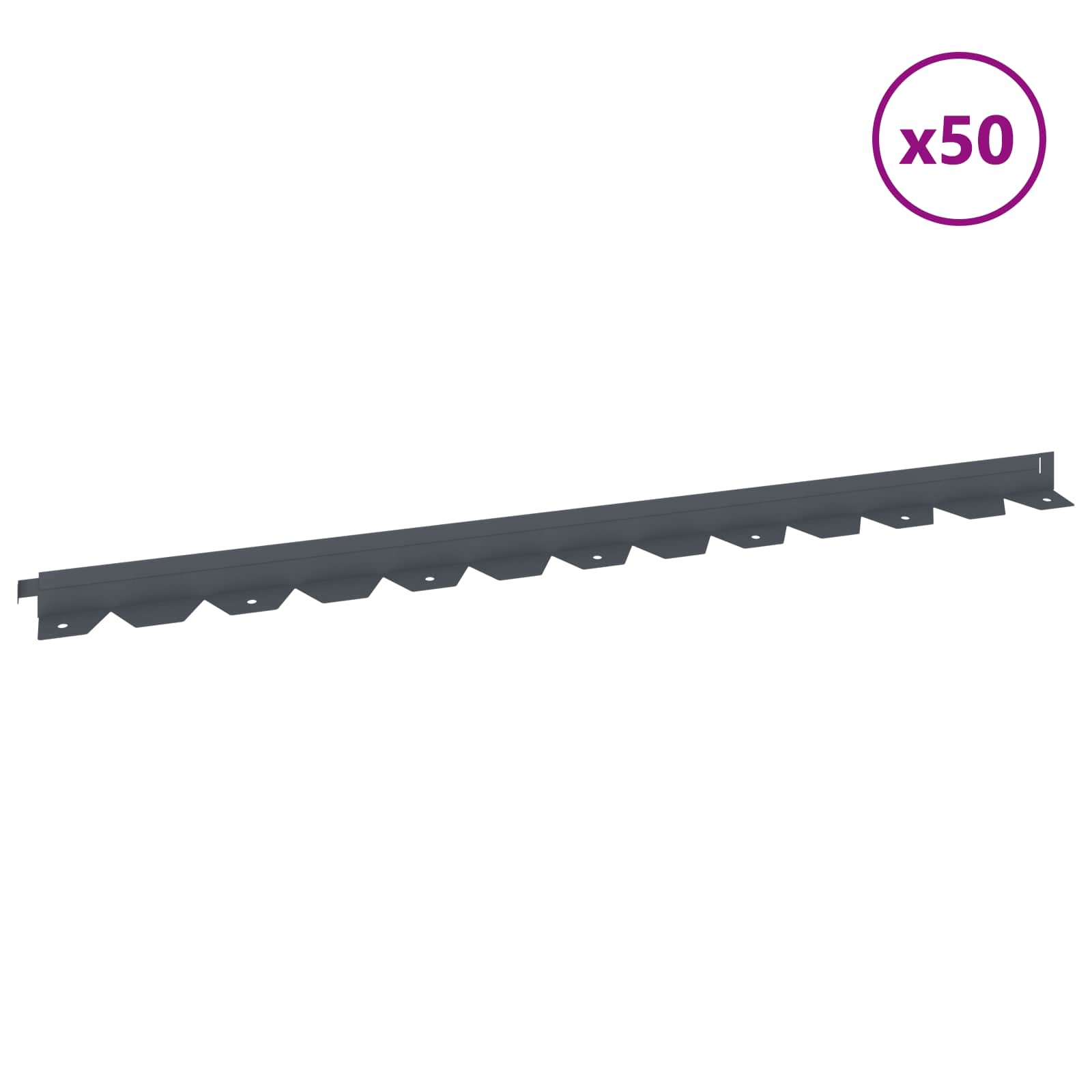 Περίγραμμα γκαζόν 50 pcs 102 x 4 x 4 εκ. Ατσάλι Ανθρακί
