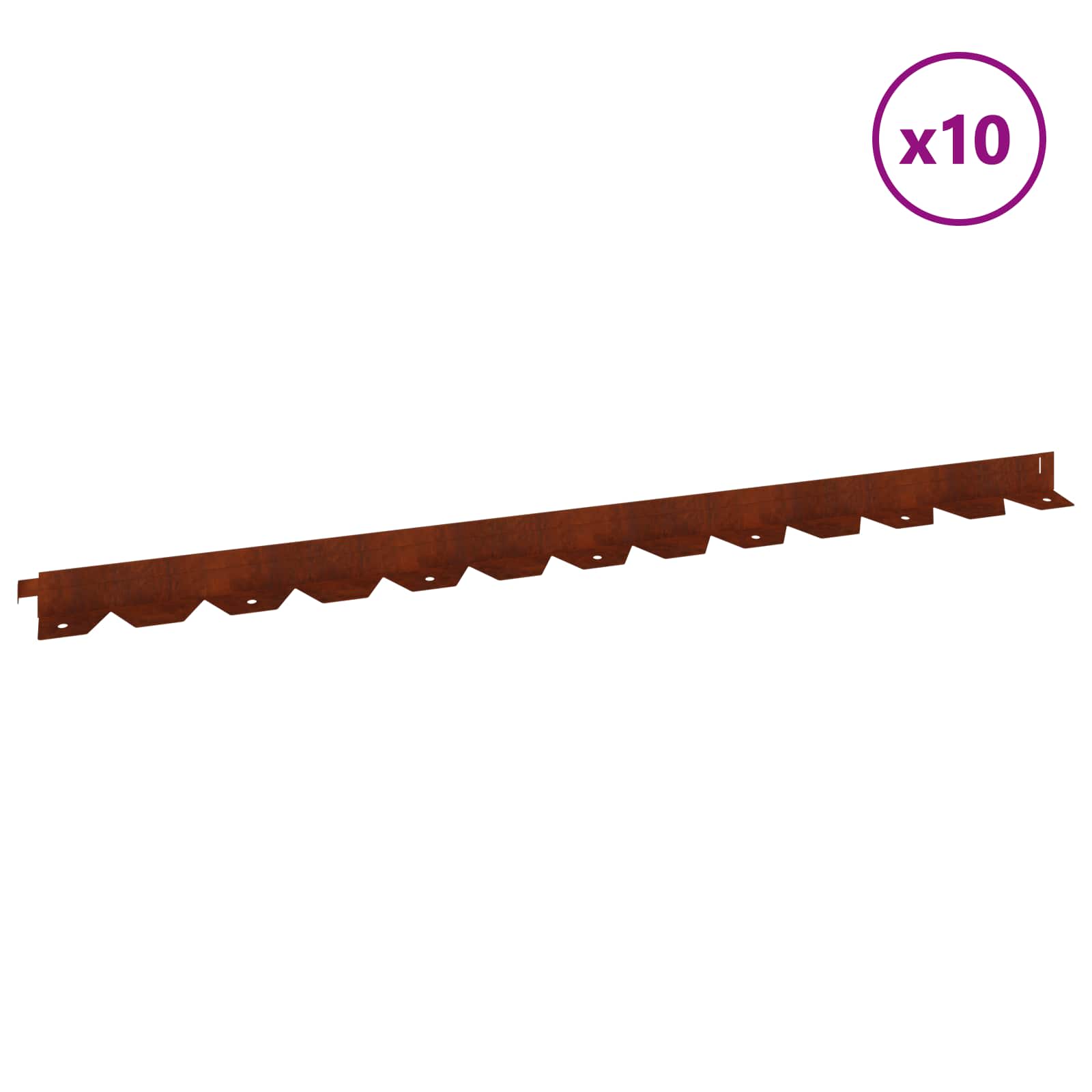 Περίγραμμα γκαζόν 10 pcs 102 x 4 x 4 εκ. Ατσάλι Σκ rusty