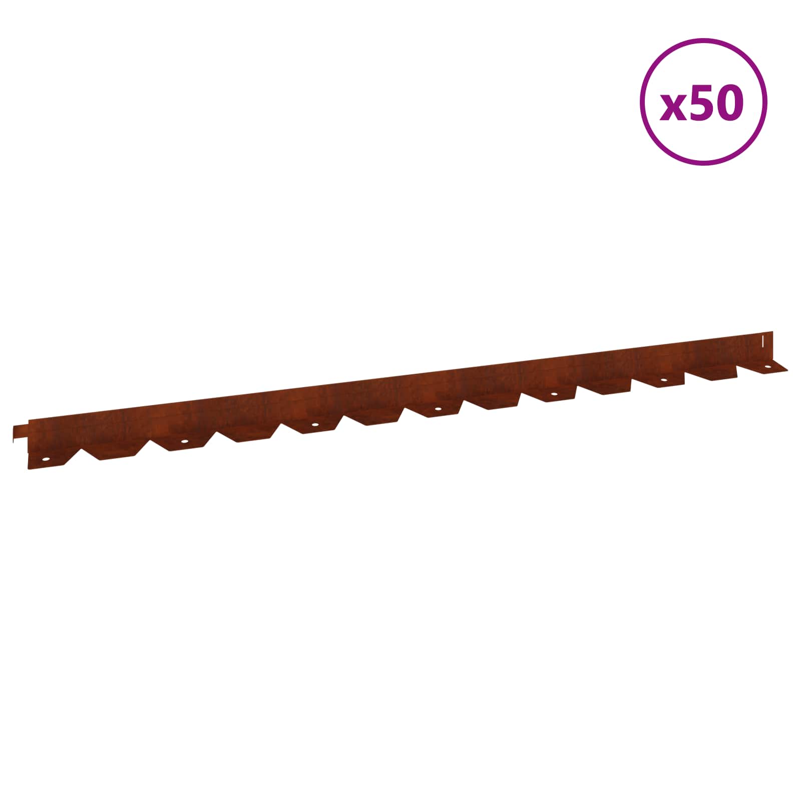 Περίγραμμα γκαζόν 50 pcs 102 x 4 x 4 εκ. Ατσάλι Σκ rusty