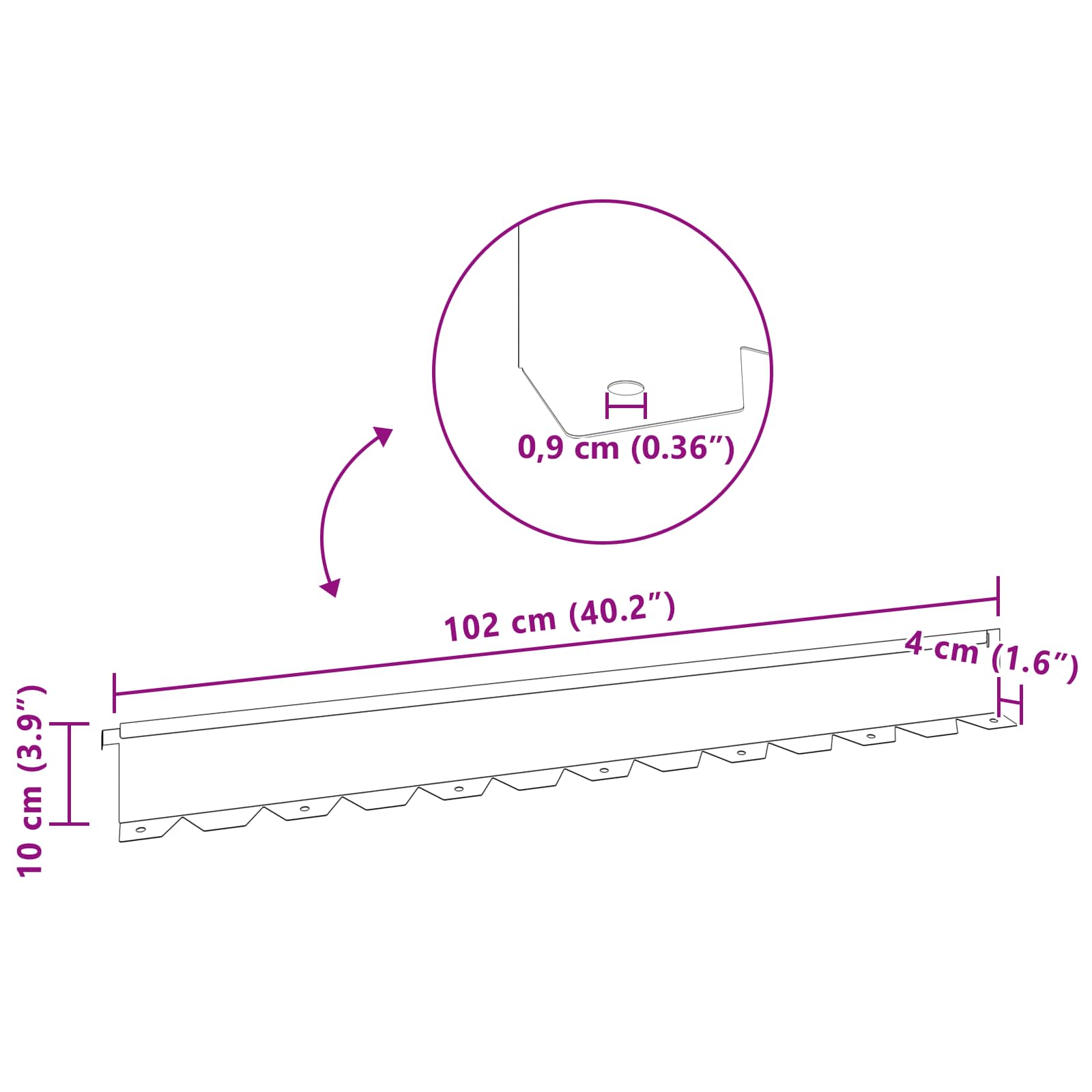 Περίγραμμα γκαζόν 10 τμχ. 102 x 10 x 4 εκ. Ατσάλι Λαδί - Pakobazaar