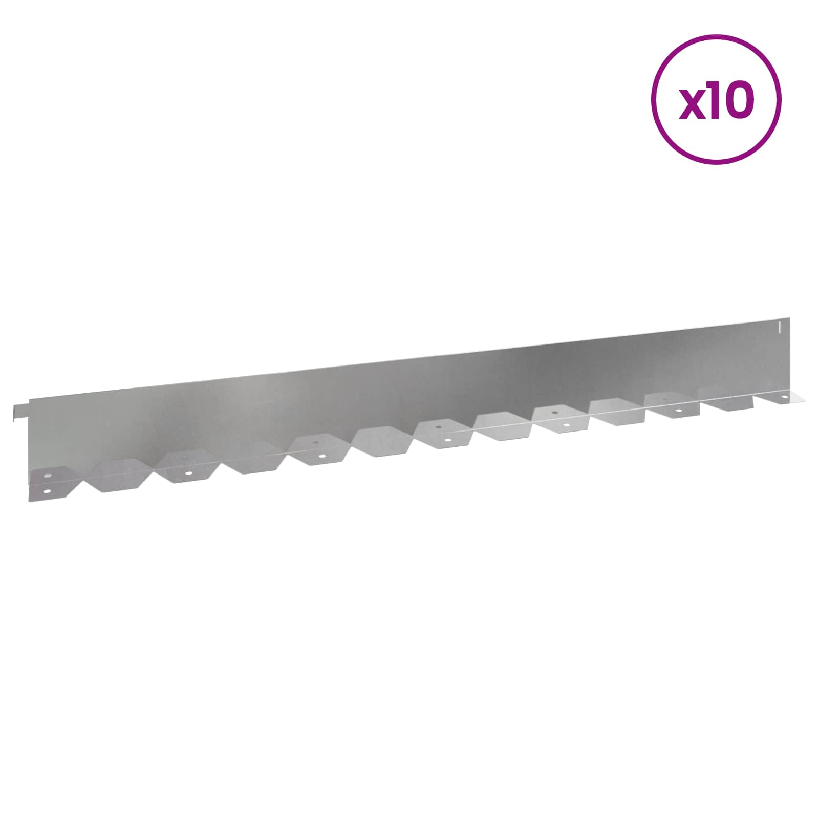 Περίγραμμα γκαζόν 10 pcs 102 x 10 x 4 εκ. Ατσάλι Ασημί