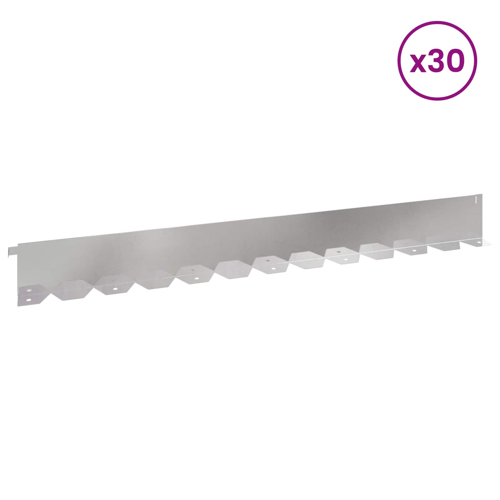 Περίγραμμα γκαζόν 30 pcs 102 x 10 x 4 εκ. Ατσάλι Ασημί