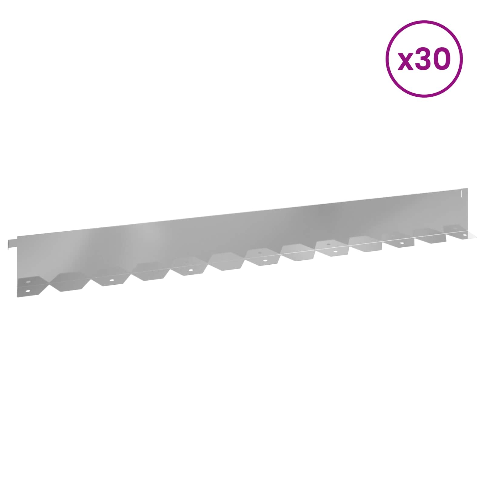 Περίγραμμα γκαζόν 30 pcs 102 x 10 x 4 εκ. Ατσάλι Ασημί