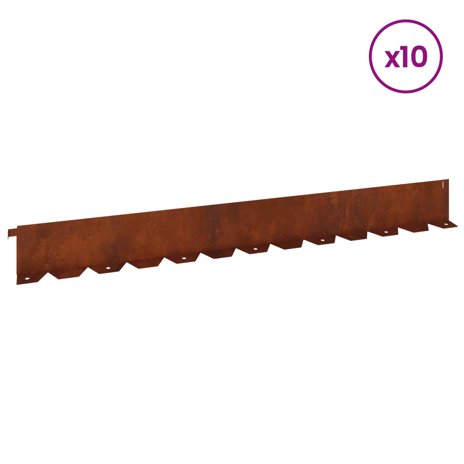 Περίγραμμα γκαζόν 10 pcs 102 x 10 x 4 εκ. Ατσάλι Σκ rusty