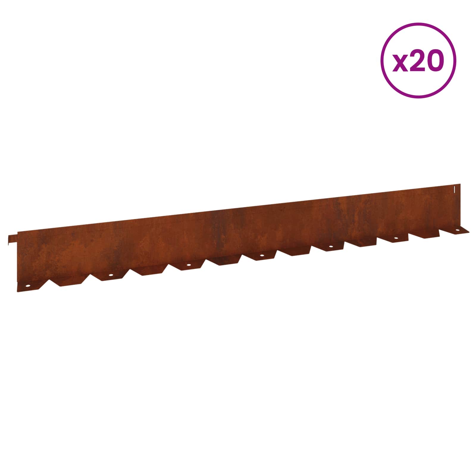 Περίγραμμα γκαζόν 20 pcs 102 x 10 x 4 εκ. Ατσάλι Σκ rusty