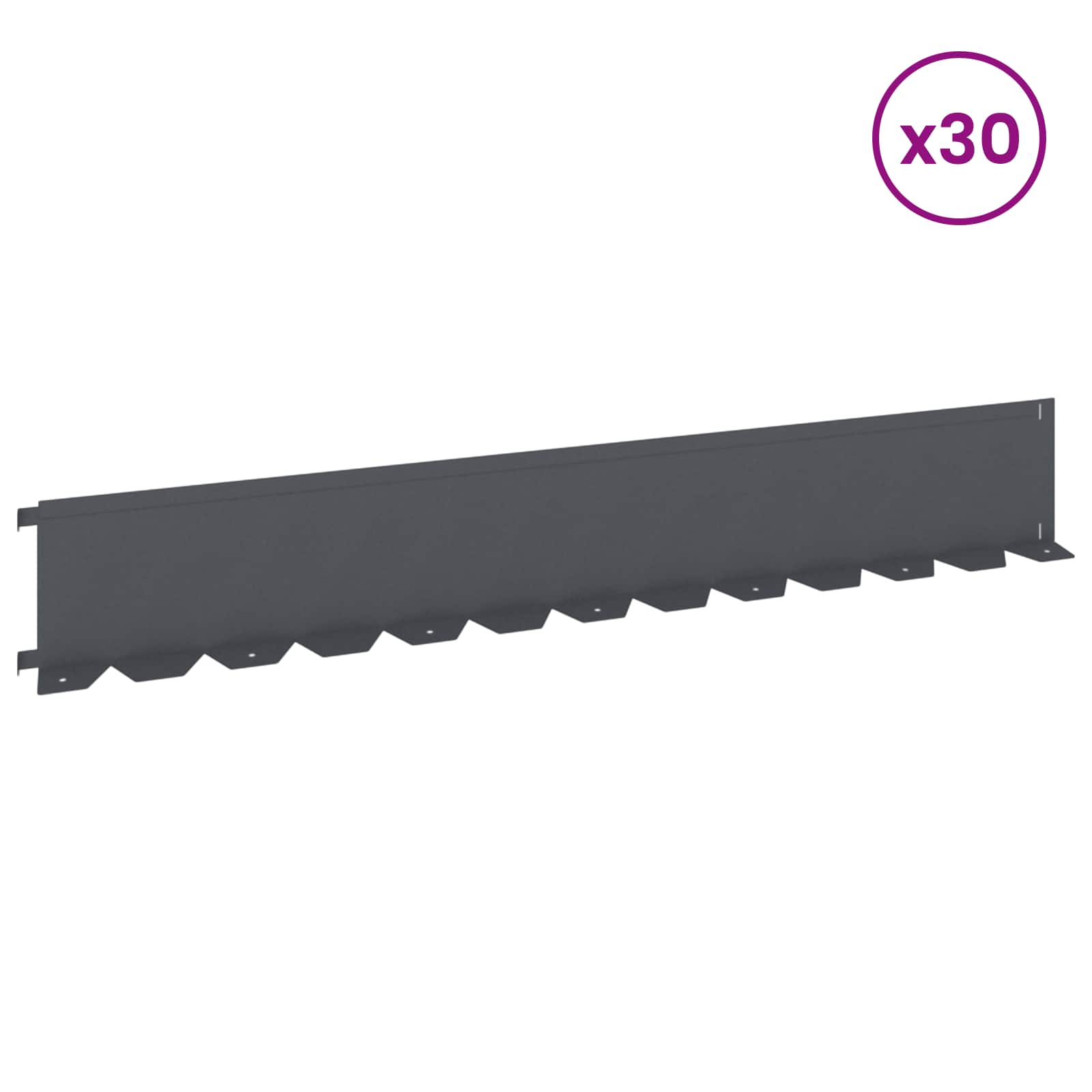 Περίγραμμα γκαζόν 30 pcs 102 x 15 x 4 εκ. Ατσάλι Ανθρακί - Pakobazaar