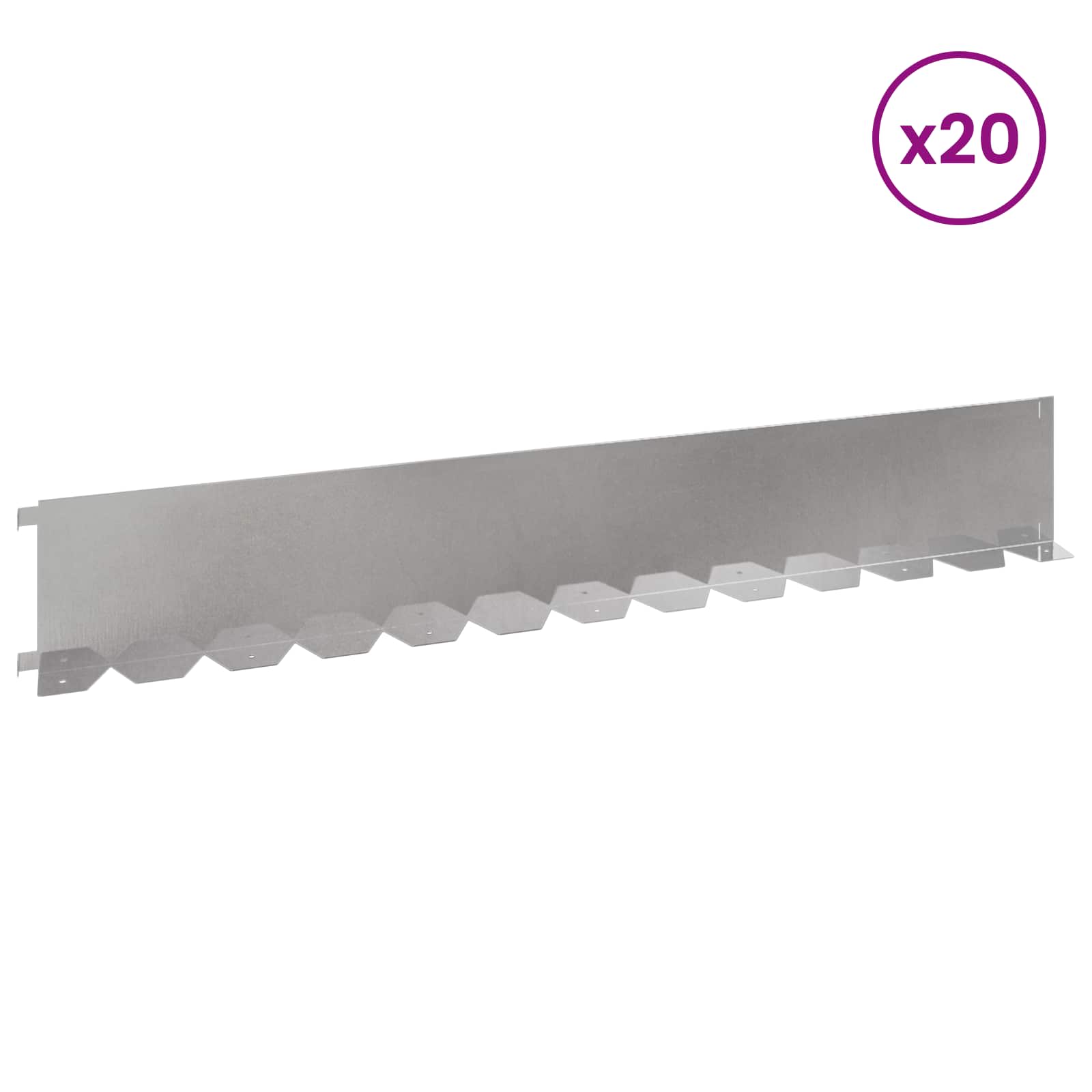 Περίγραμμα γκαζόν 20 pcs 102 x 15 x 4 εκ. Ατσάλι Ασημί