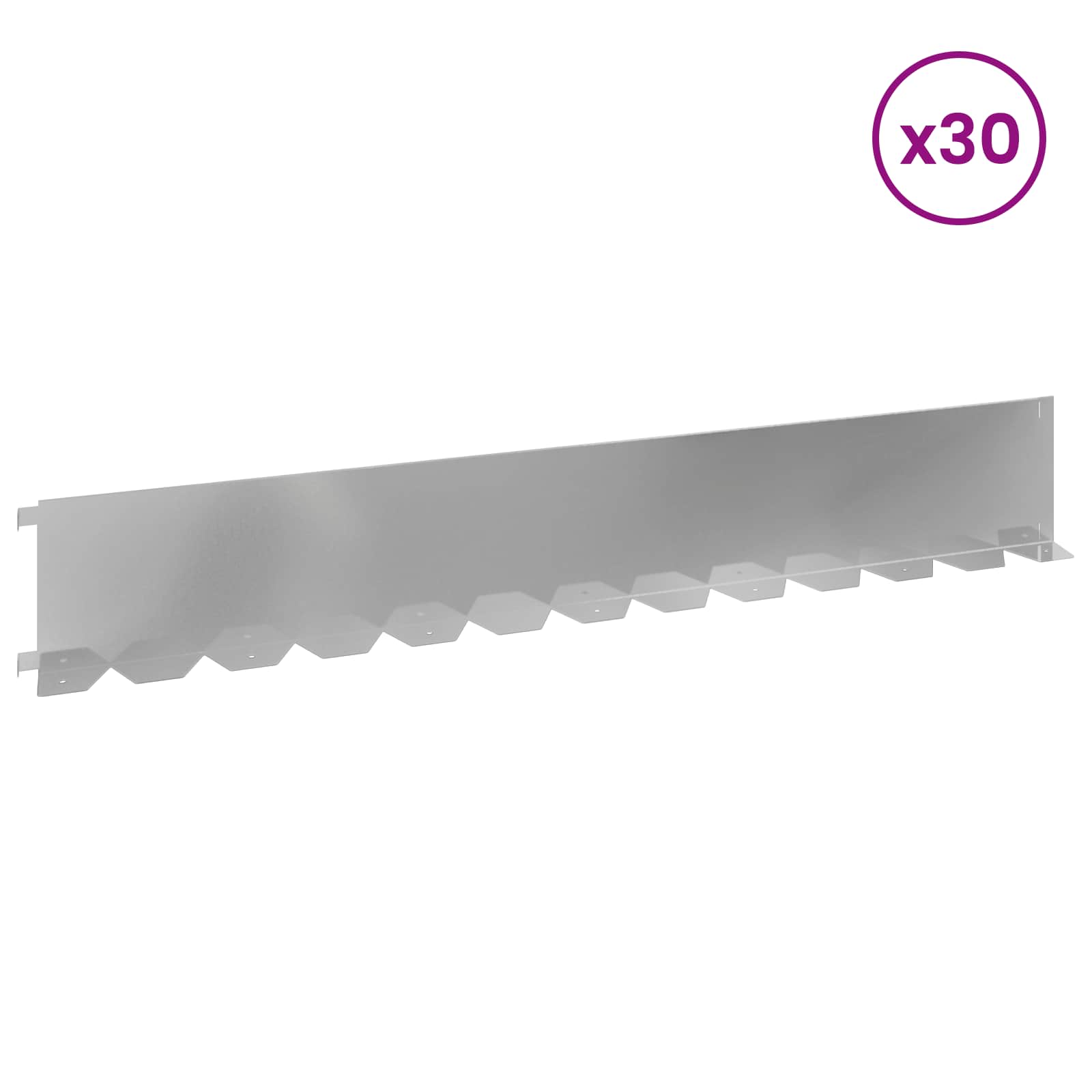 Περίγραμμα γκαζόν 30 pcs 102 x 15 x 4 εκ. Ατσάλι Ασημί