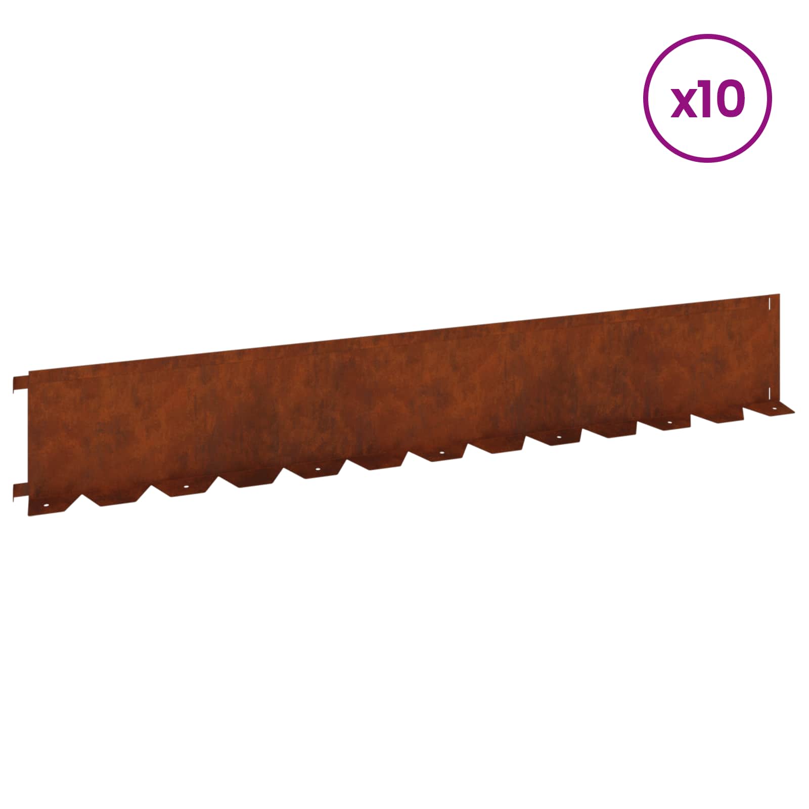 Περίγραμμα γκαζόν 10 pcs 102 x 15 x 4 εκ. Ατσάλι Σκ rusty