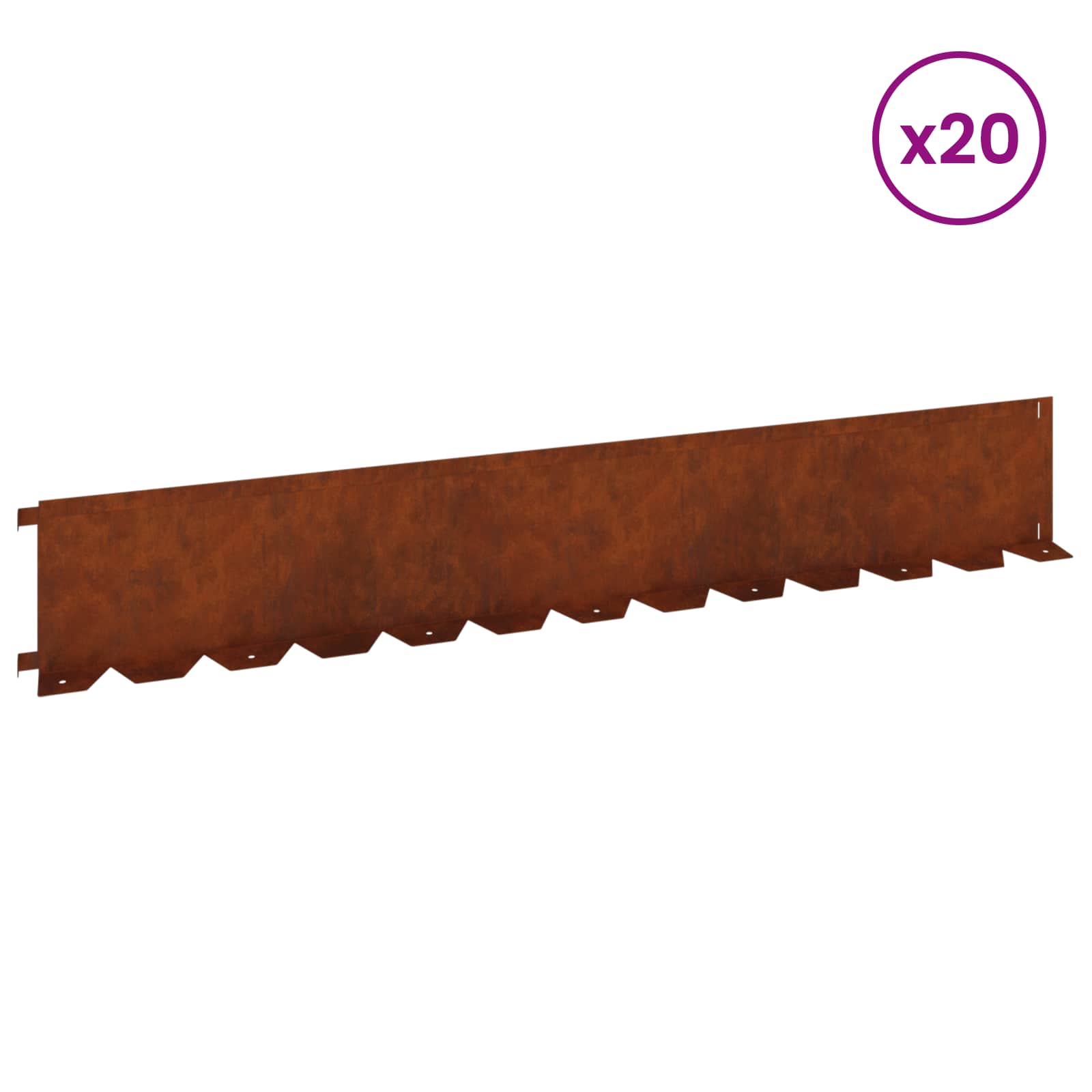 Περίγραμμα γκαζόν 20 pcs 102 x 15 x 4 εκ. Ατσάλι Σκ rusty