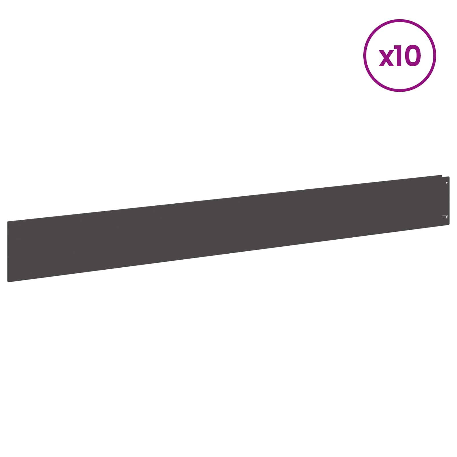 Περίγραμμα γκαζόν 10 pcs 100 x 12 cm Ατσάλι Μαύρο - Pakobazaar