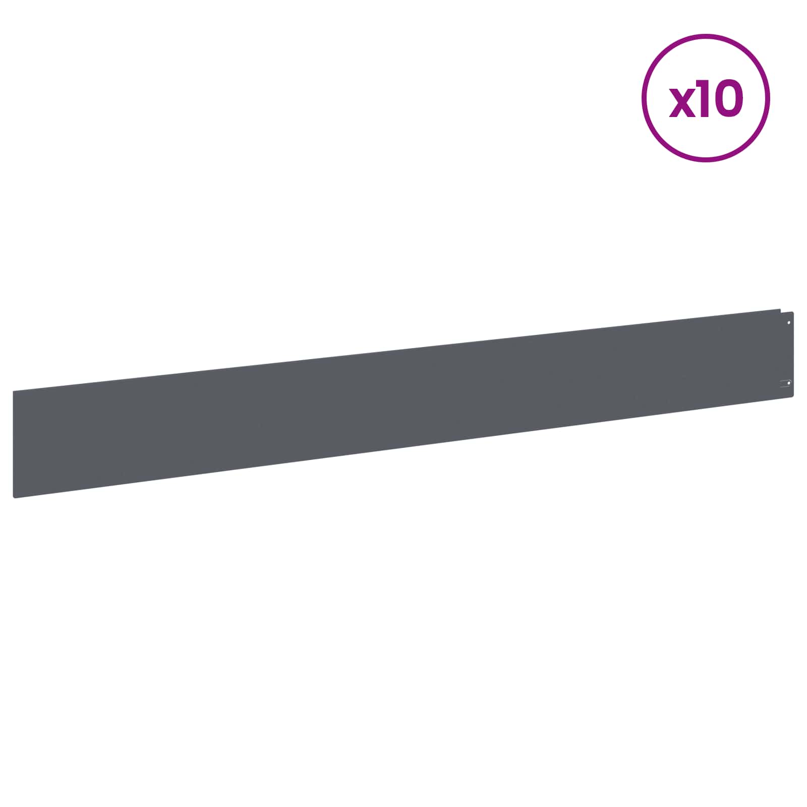 Περίγραμμα γκαζόν 10 pcs 100 x 12 cm Ατσάλι Ανθρακί