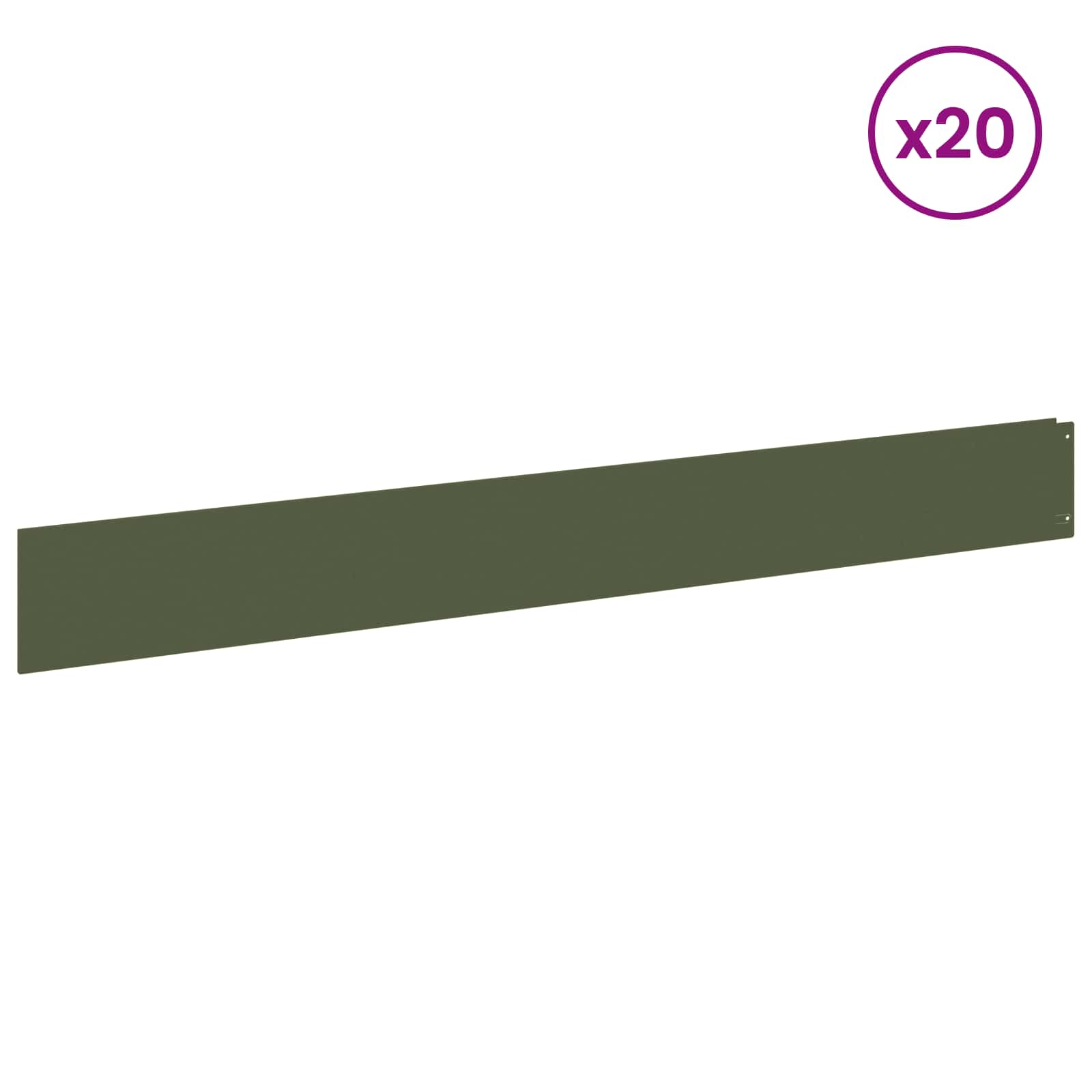 Περίγραμμα γκαζόν 20 pcs 100 x 12 cm Ατσάλι Λαδί