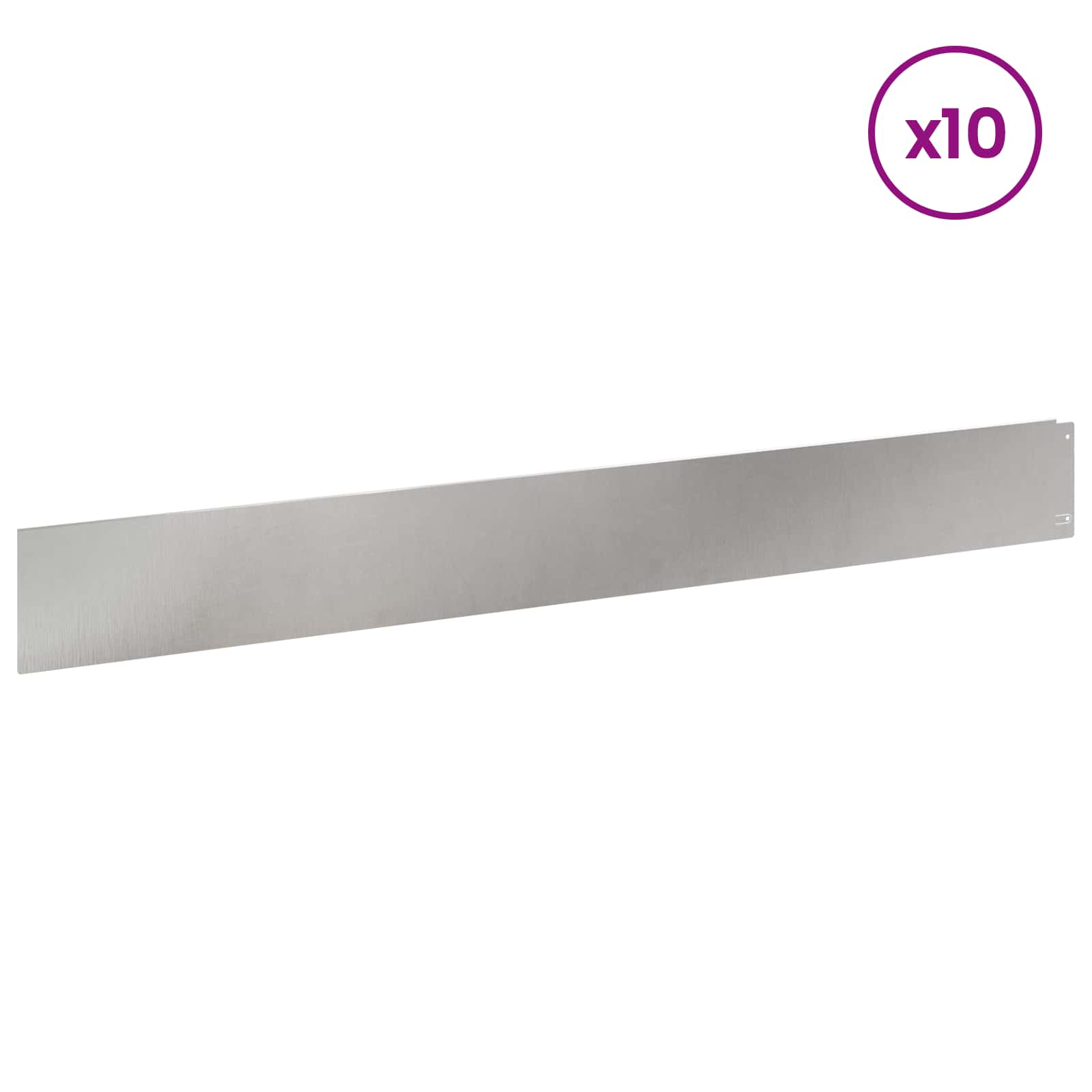 Περίγραμμα γκαζόν 10 pcs 100 x 12 cm Ατσάλι Ασημί