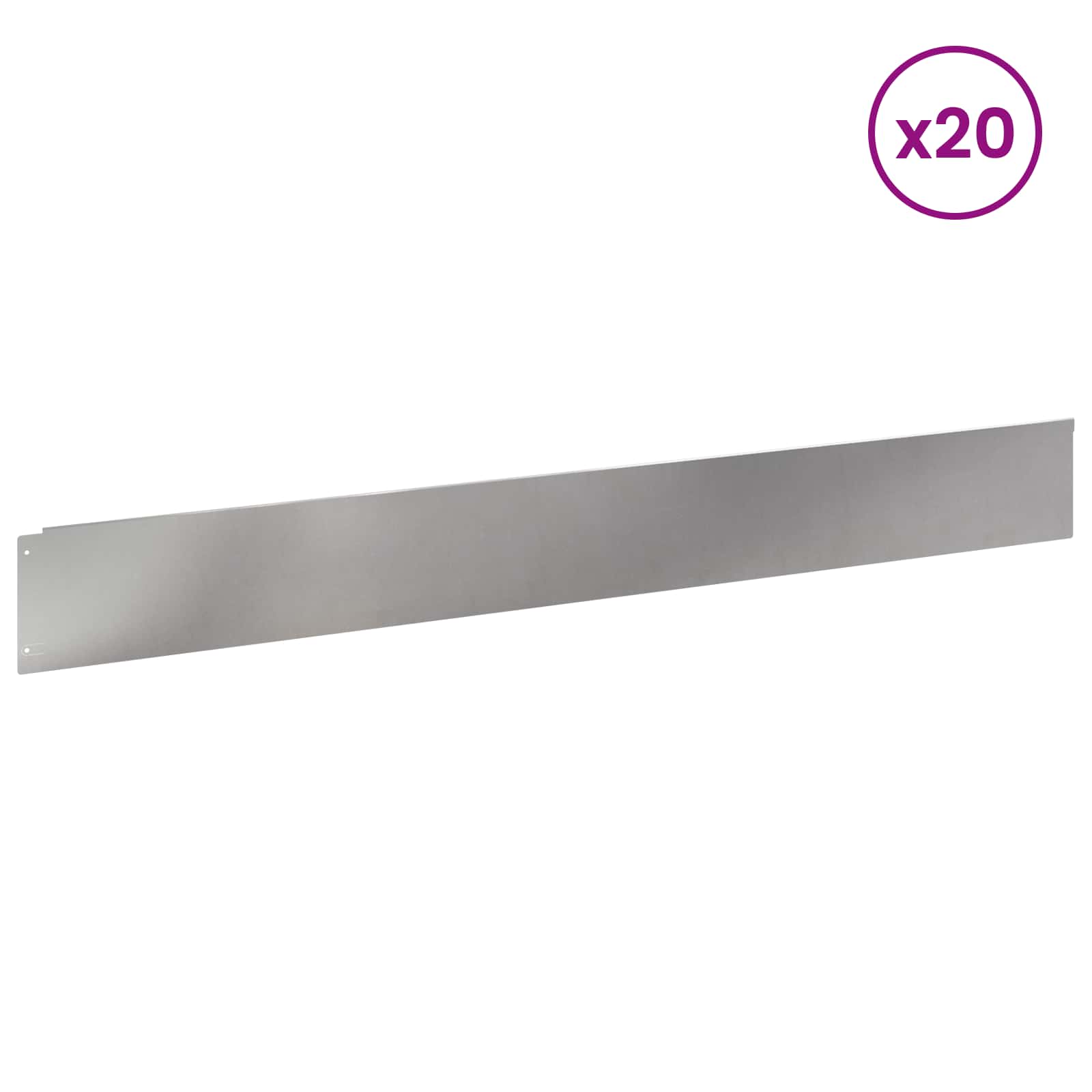 Περίγραμμα γκαζόν 20 pcs 100 x 12 cm Ατσάλι Ασημί