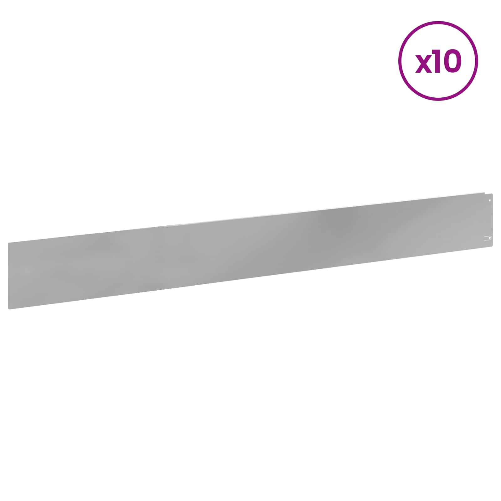 Περίγραμμα γκαζόν 10 pcs 100 x 12 cm Ατσάλι Ασημί