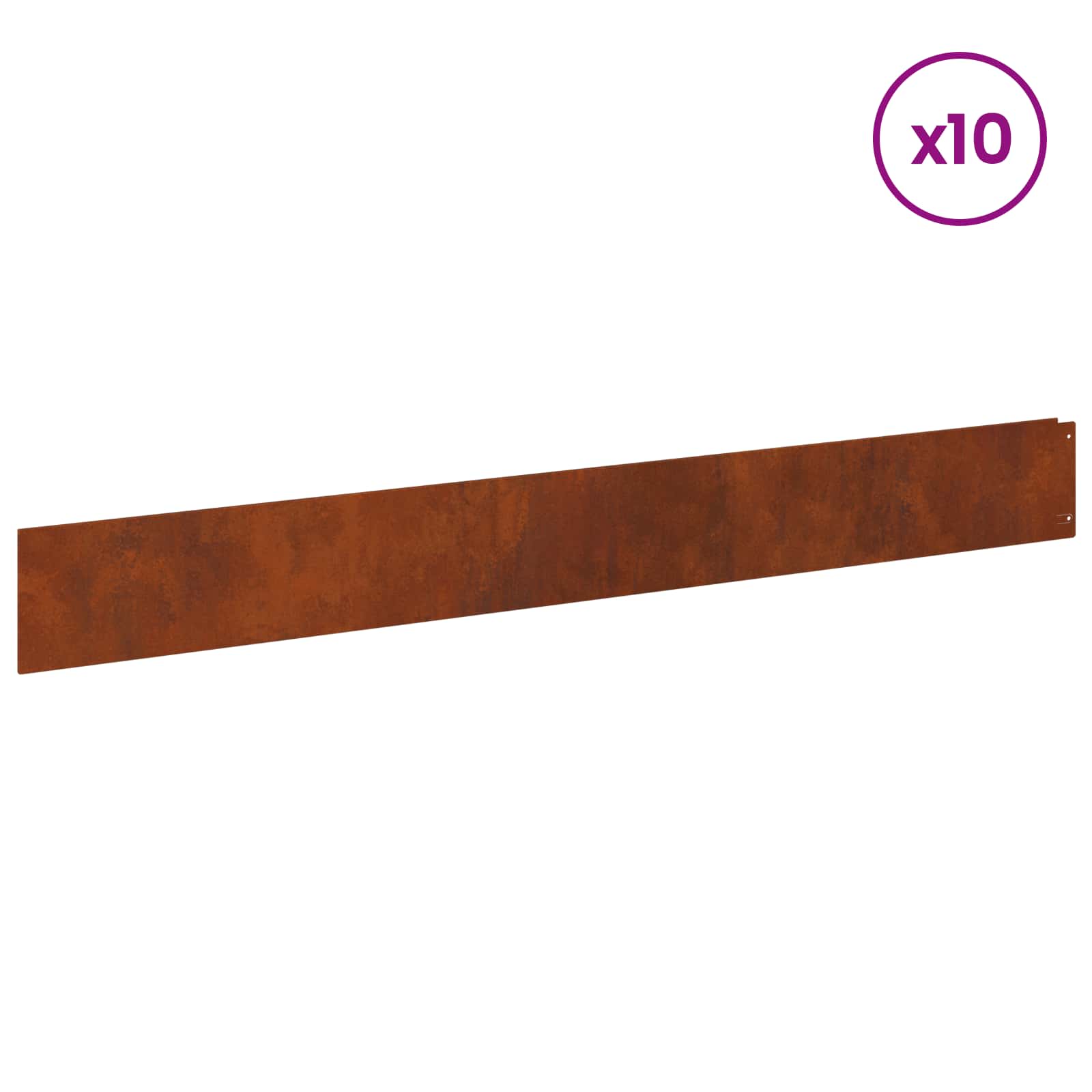 Περίγραμμα γκαζόν 10 pcs 100 x 12 cm Ατσάλι Σκ rusty