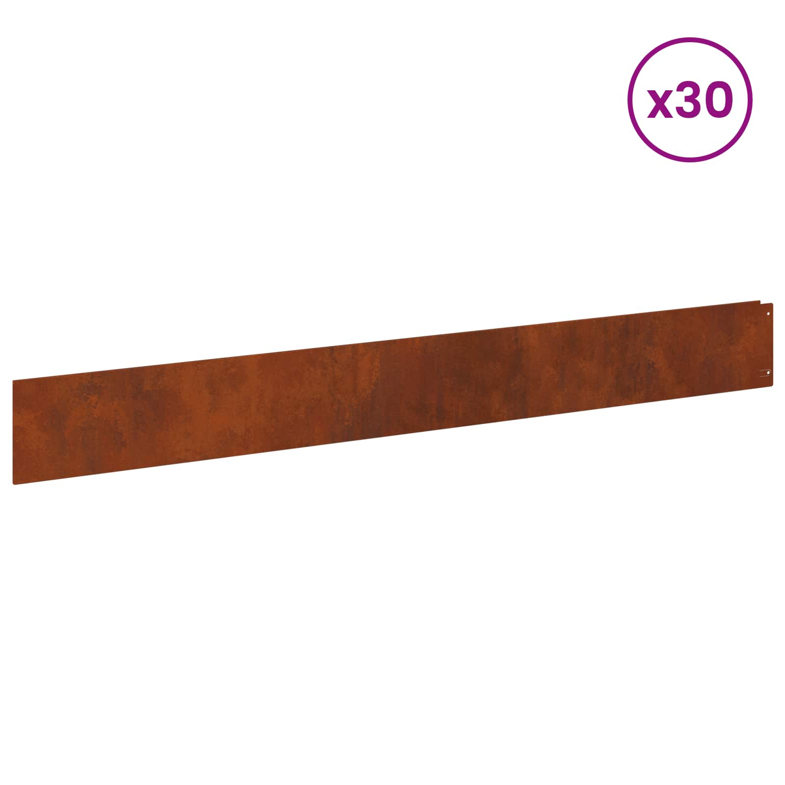 Περίγραμμα γκαζόν 30 pcs 100 x 12 cm Ατσάλι Σκ rusty