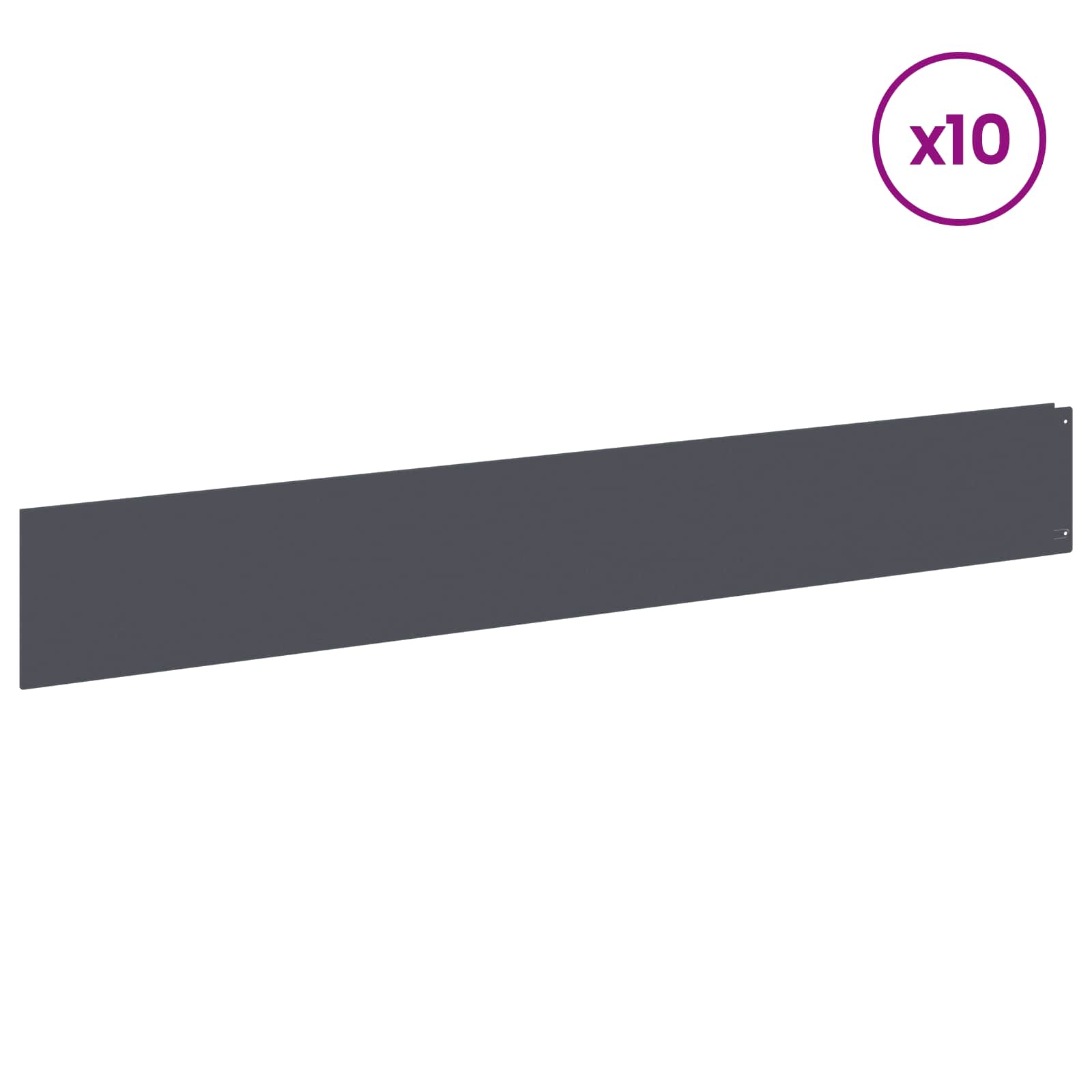 Περίγραμμα γκαζόν 10 pcs 100 x 15 cm Ατσάλι Ανθρακί